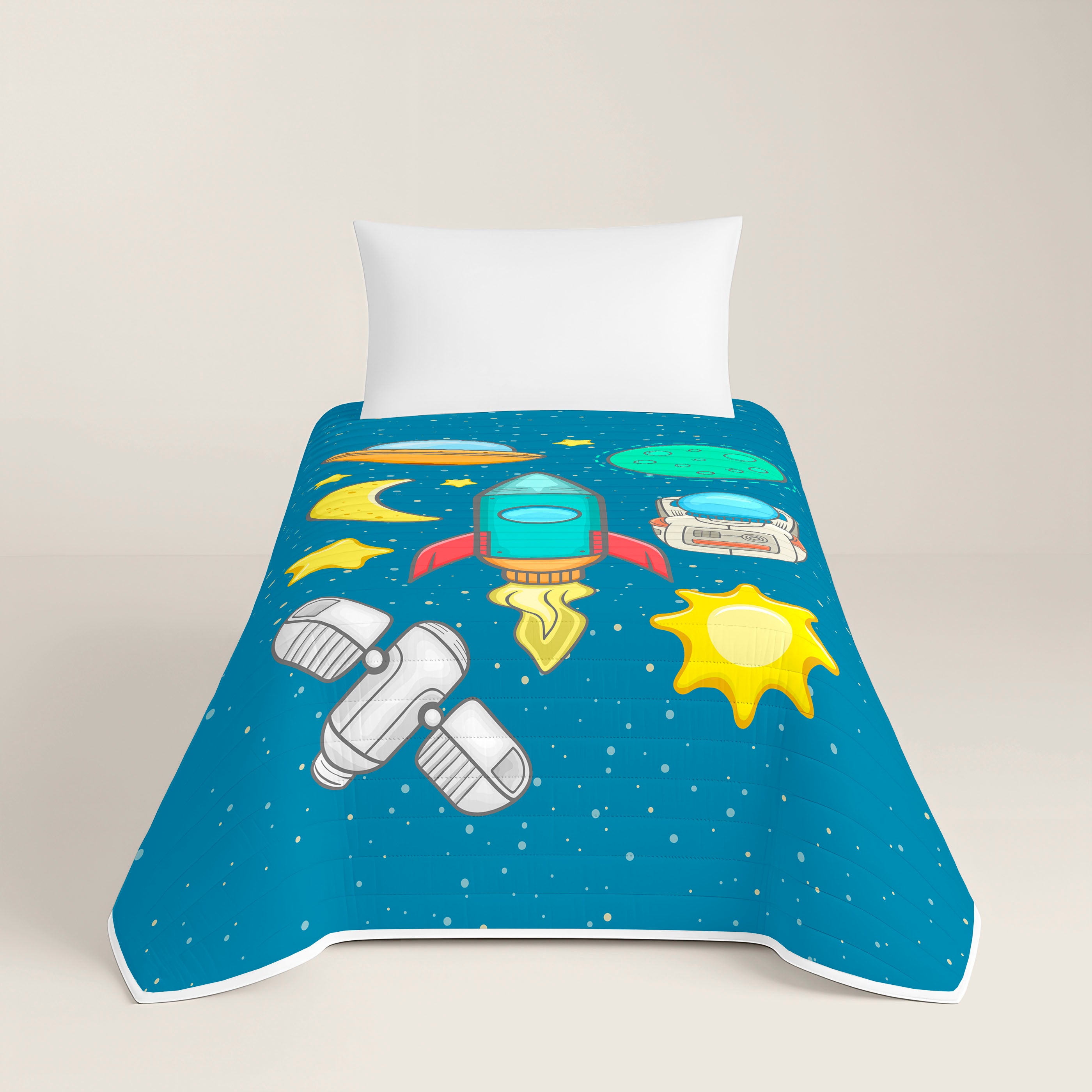 COLCHA BOUTI REVERSIBLE ESTAMPADA INFANTIL GALA 100% ALGODÓN