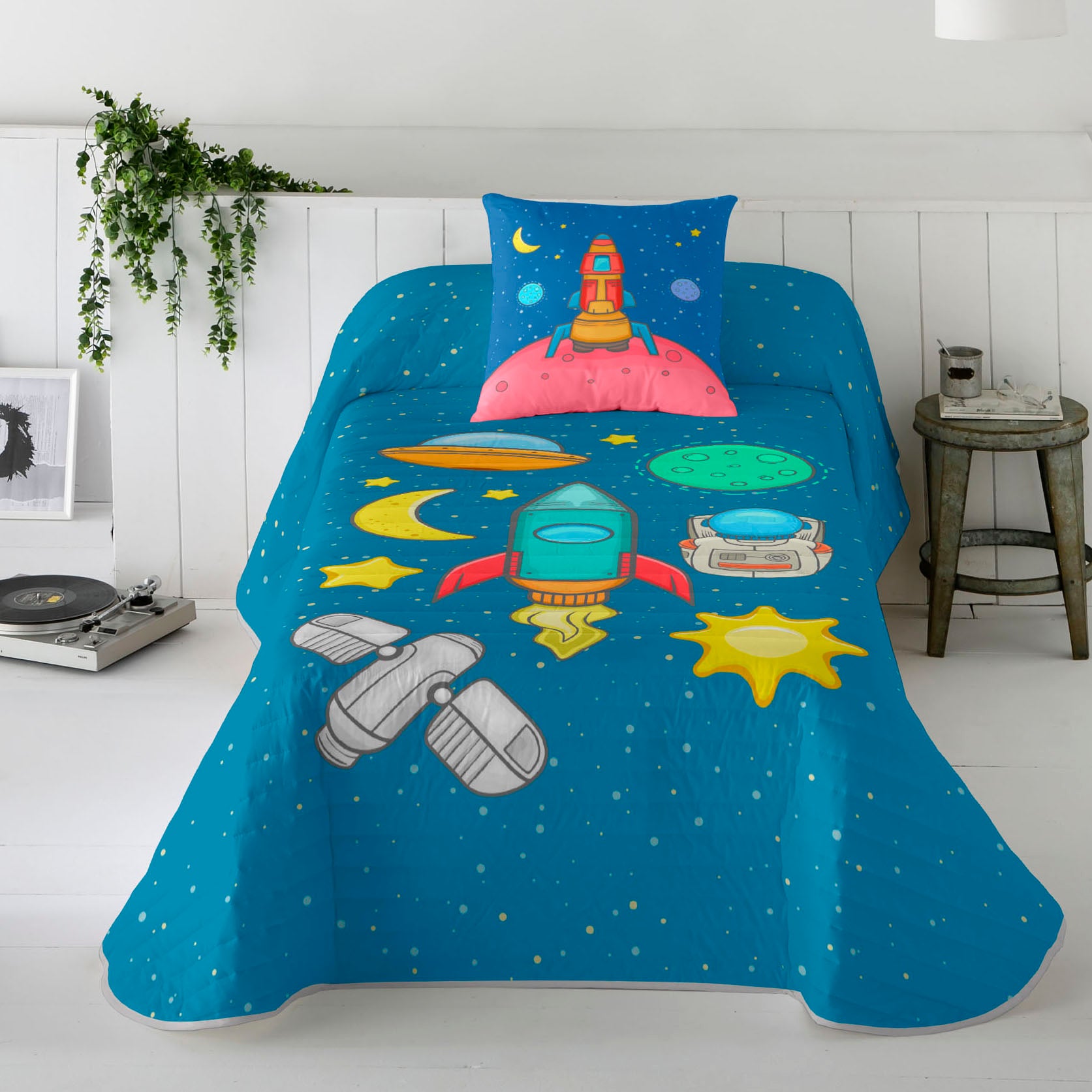 COLCHA BOUTI REVERSIBLE ESTAMPADA INFANTIL GALA 100% ALGODÓN