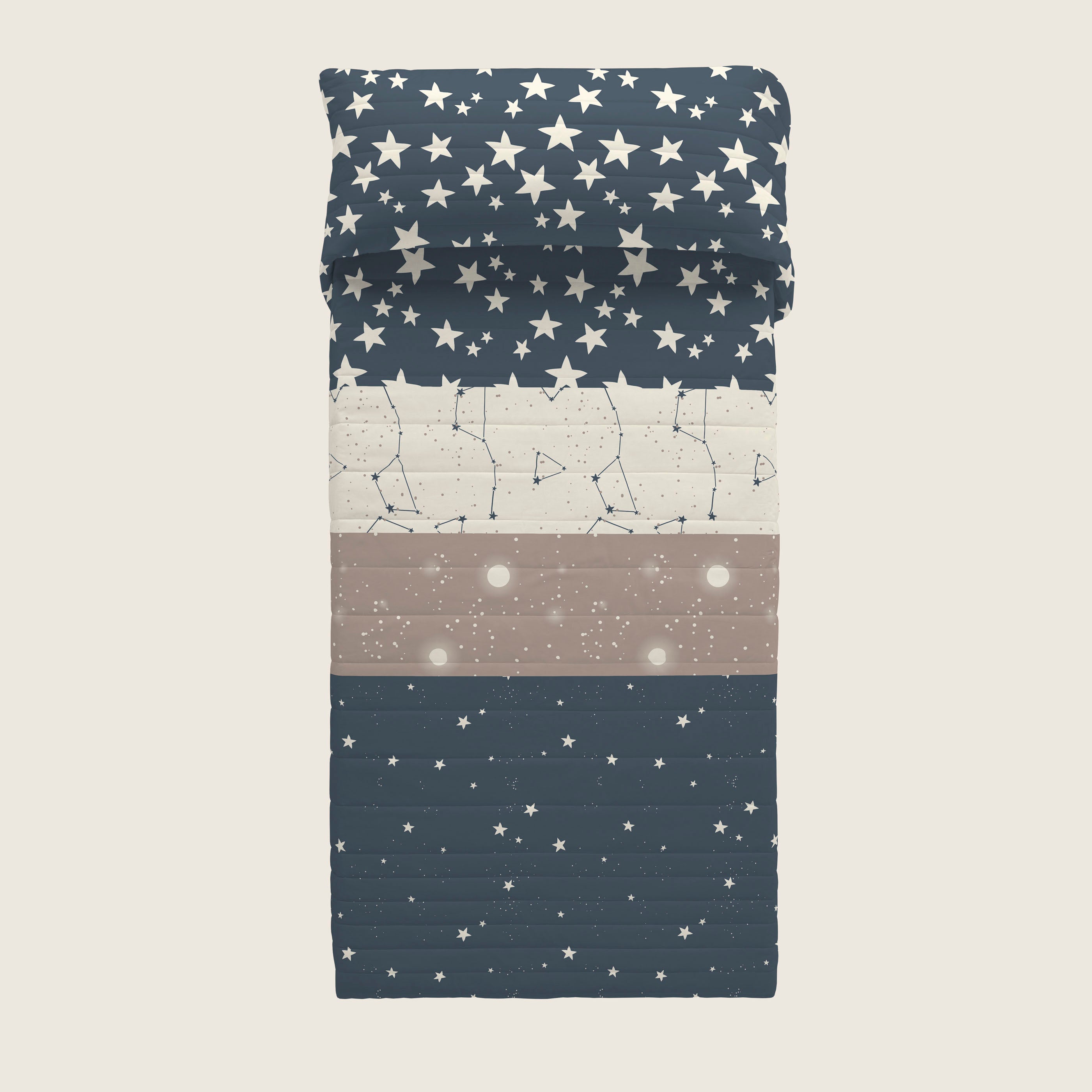 COLCHA BOUTI REVERSIBLE ESTAMPADA INFANTIL INDIGO 100% ALGODÓN