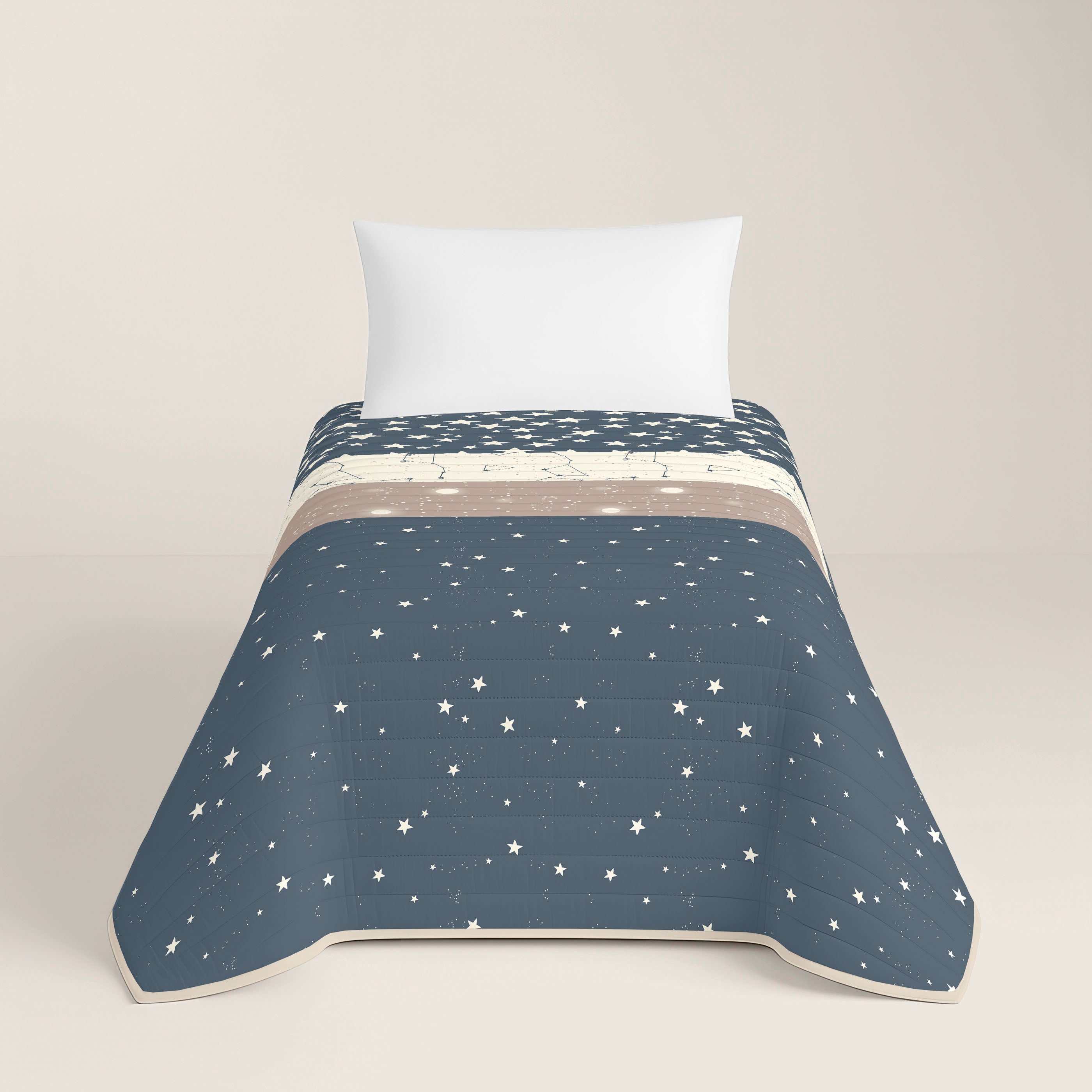 COLCHA BOUTI REVERSIBLE ESTAMPADA INFANTIL INDIGO 100% ALGODÓN