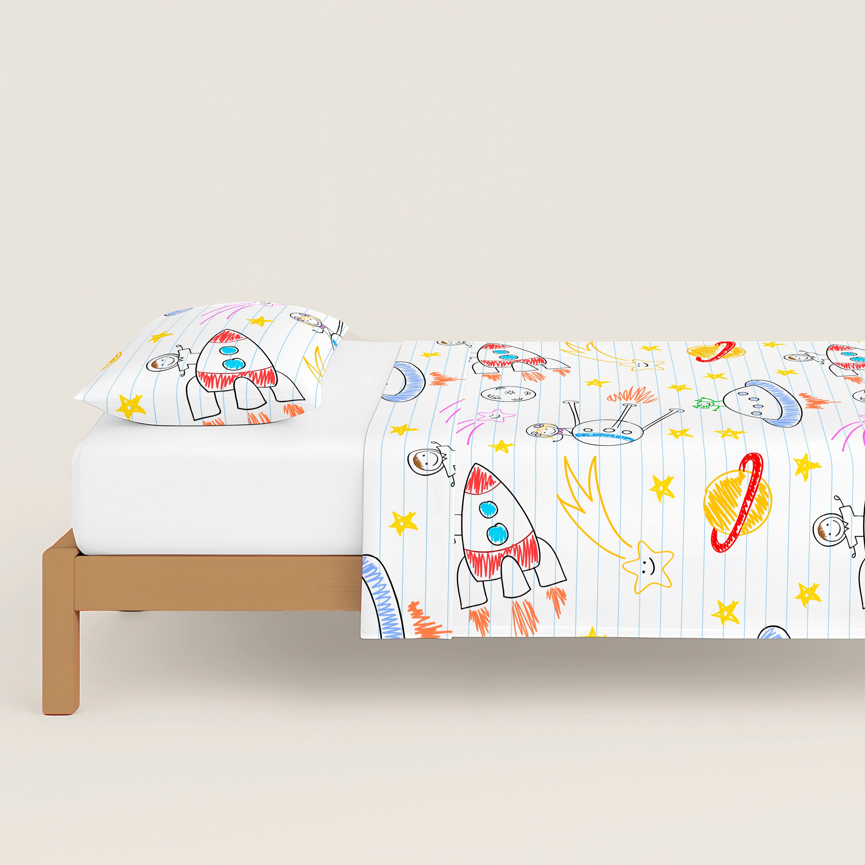 JUEGO SÁBANAS ESTAMPADAS INFANTIL LLUC B 100% ALGODÓN