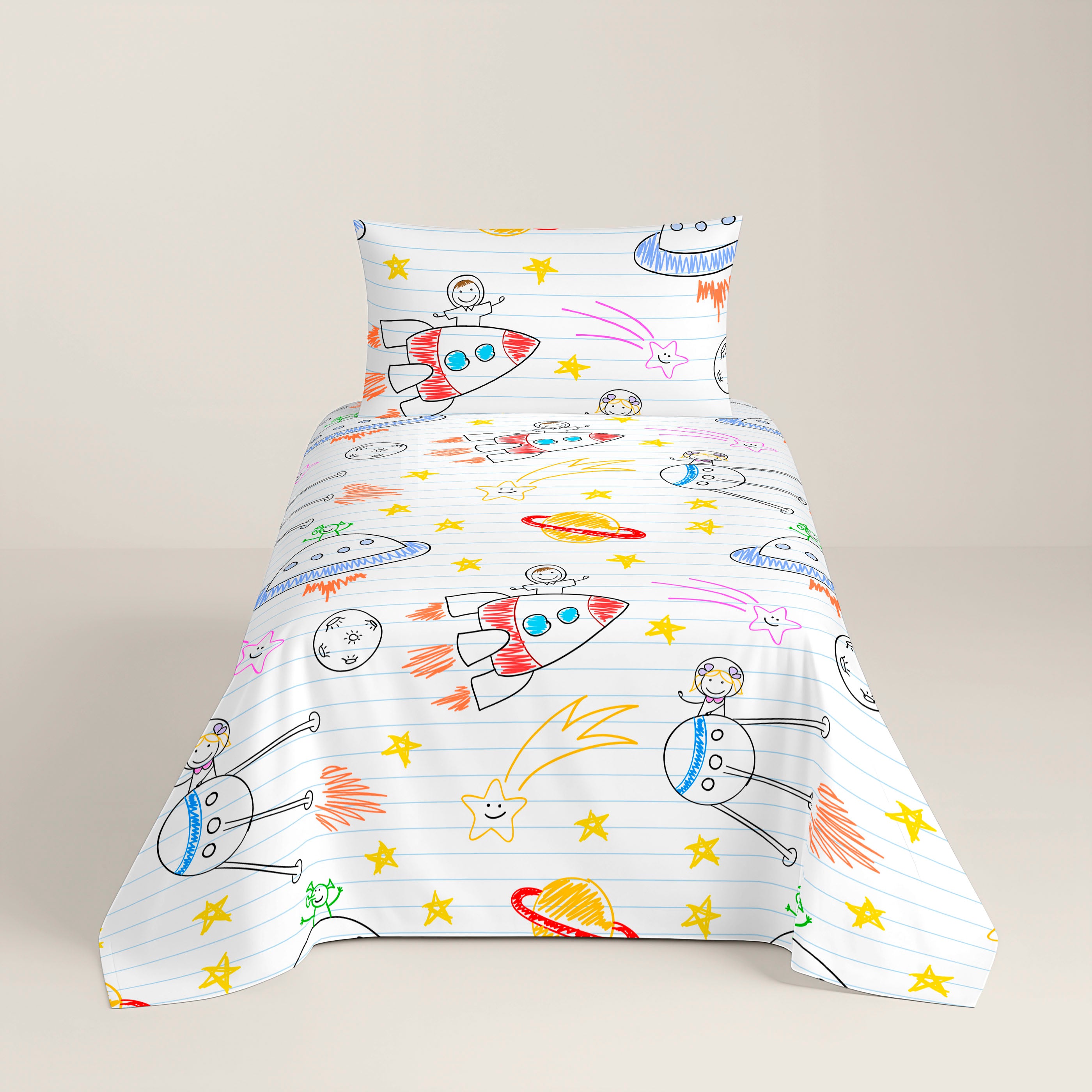 JUEGO SÁBANAS ESTAMPADAS INFANTIL LLUC B 100% ALGODÓN