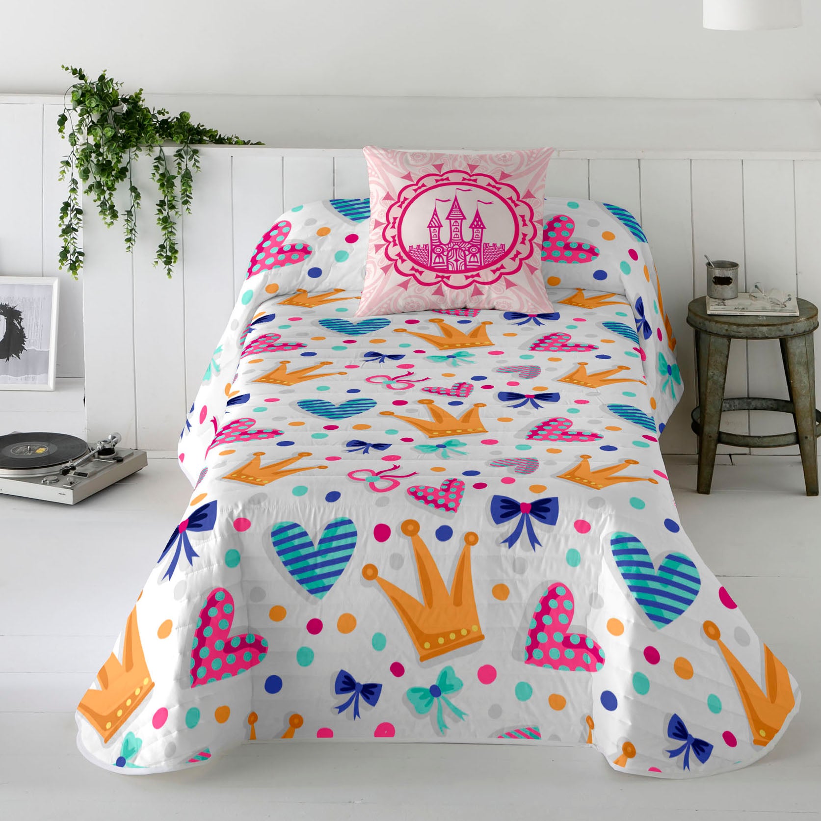 COLCHA BOUTI REVERSIBLE ESTAMPADA INFANTIL MARGOT 100% ALGODÓN