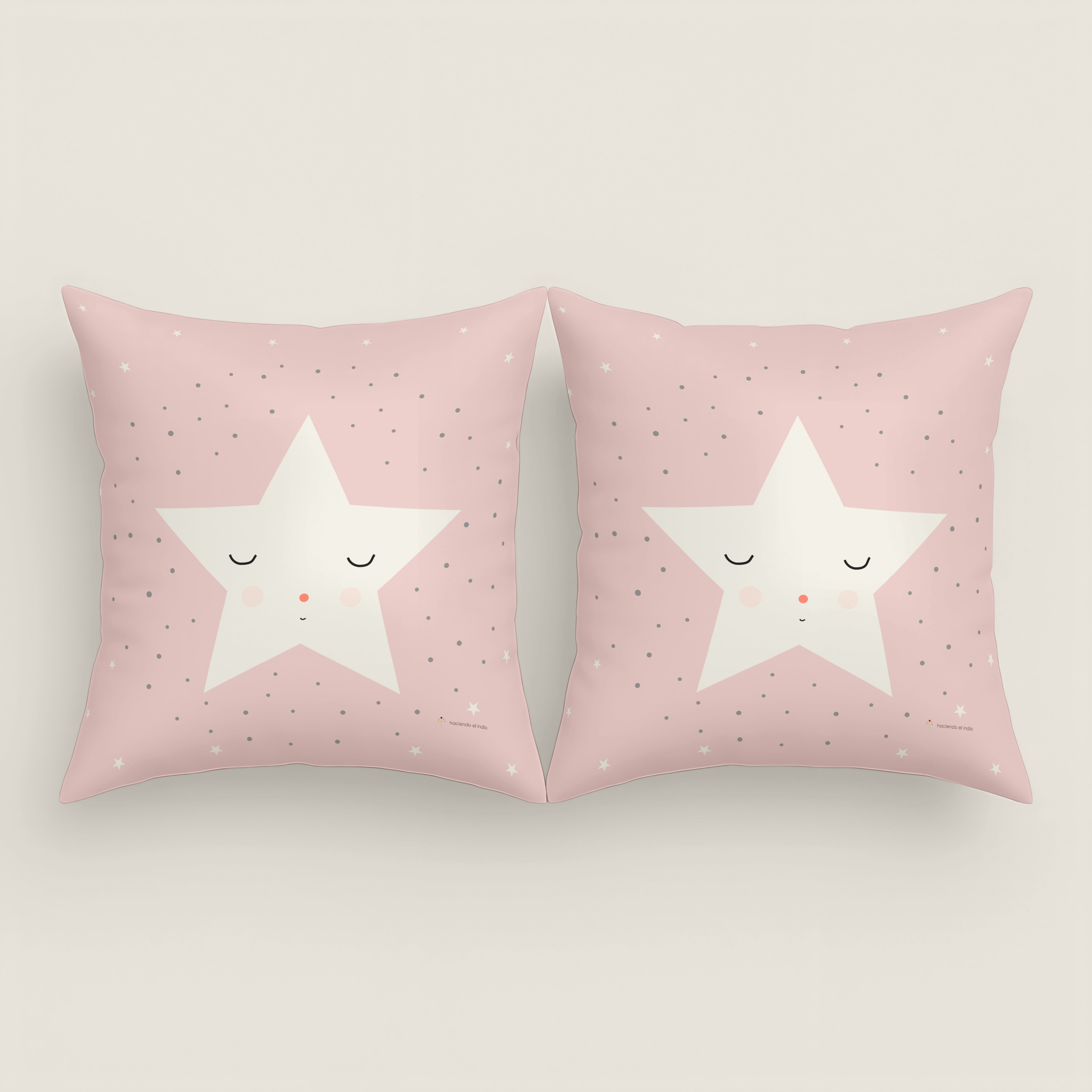 FUNDA DE COJÍN INFANTIL ESTAMPADO HAPPY STAR 100% ALGODÓN