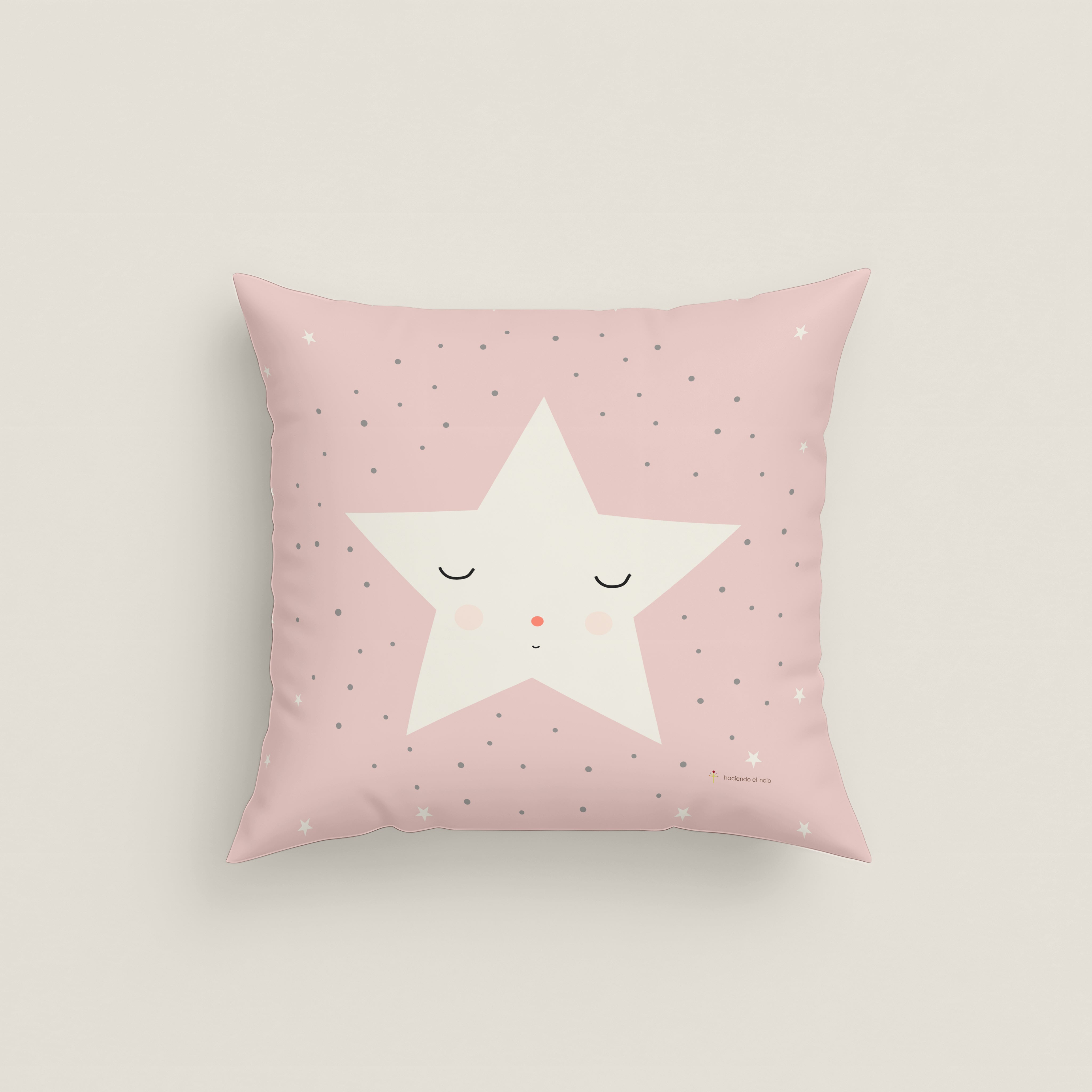 FUNDA DE COJÍN INFANTIL ESTAMPADO HAPPY STAR 100% ALGODÓN