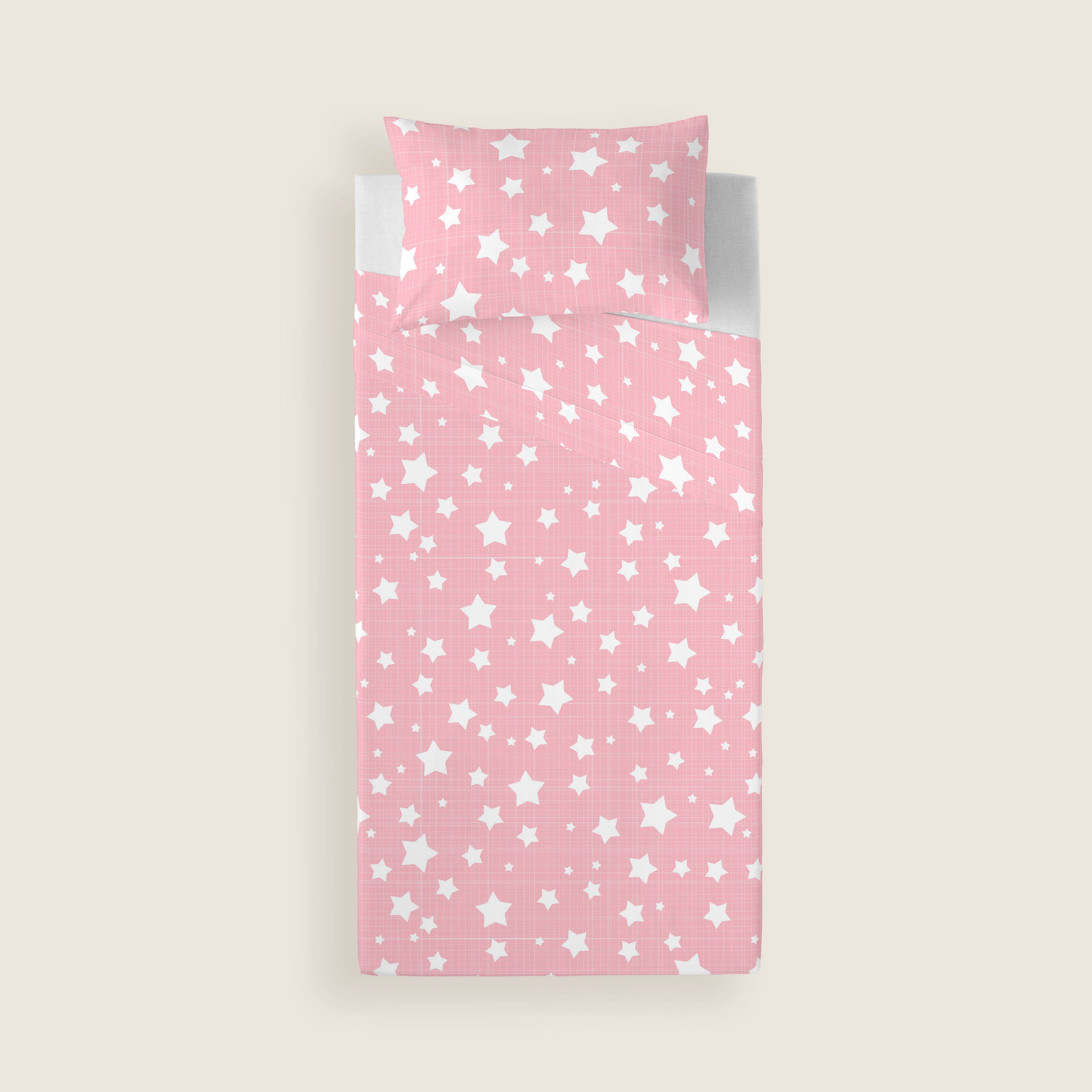 JUEGO SÁBANAS ESTAMPADAS INFANTIL IVETT B ROSA 100% ALGODÓN