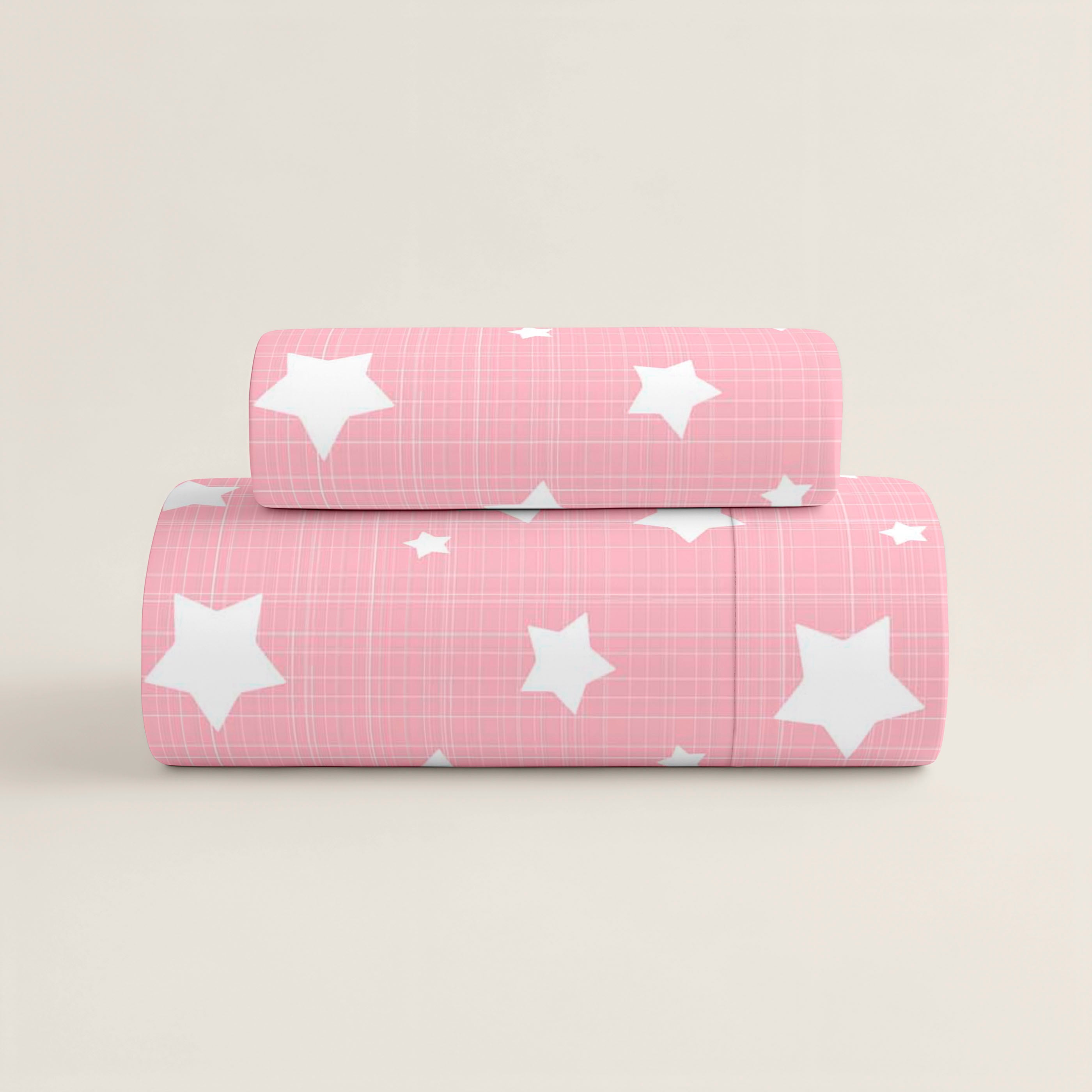 JUEGO SÁBANAS ESTAMPADAS INFANTIL IVETT B ROSA 100% ALGODÓN