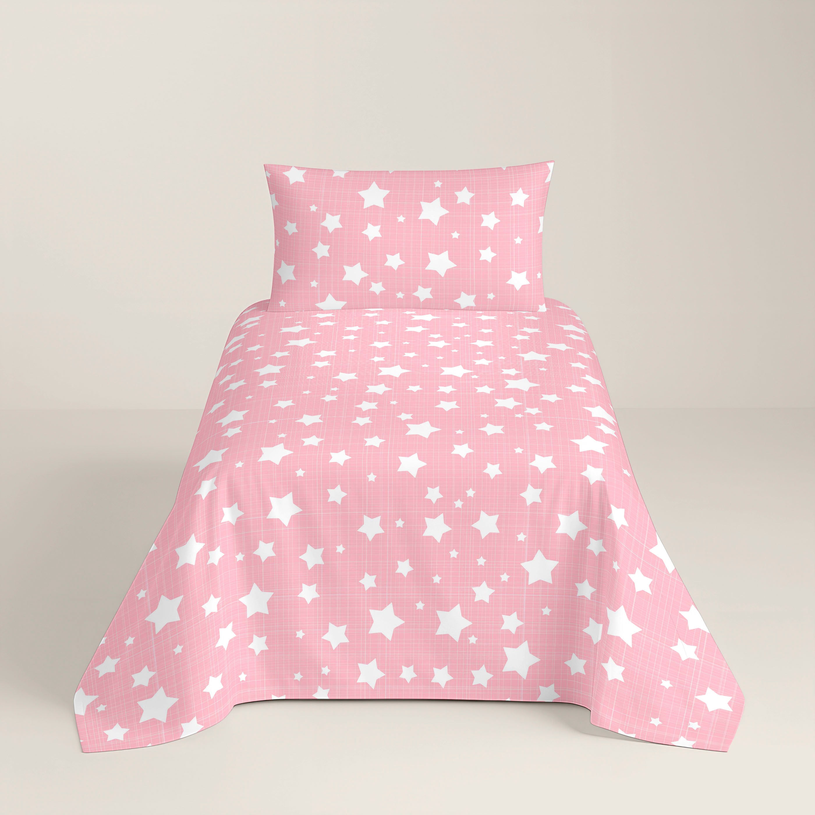 JUEGO SÁBANAS ESTAMPADAS INFANTIL IVETT B ROSA 100% ALGODÓN