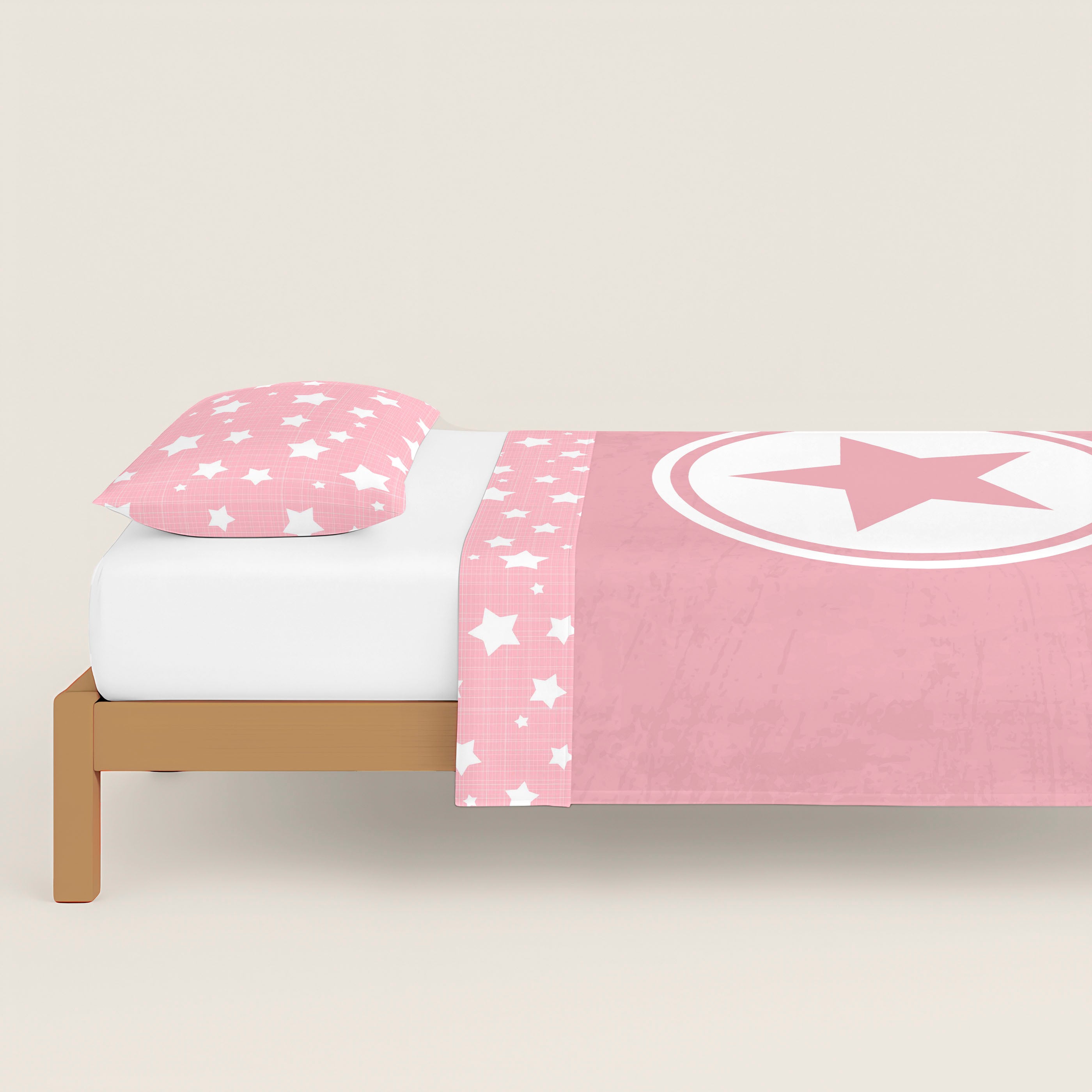 FUNDA NÓRDICA REVERSIBLE ESTAMPADA INFANTIL IVETT ROSA 100% ALGODÓN