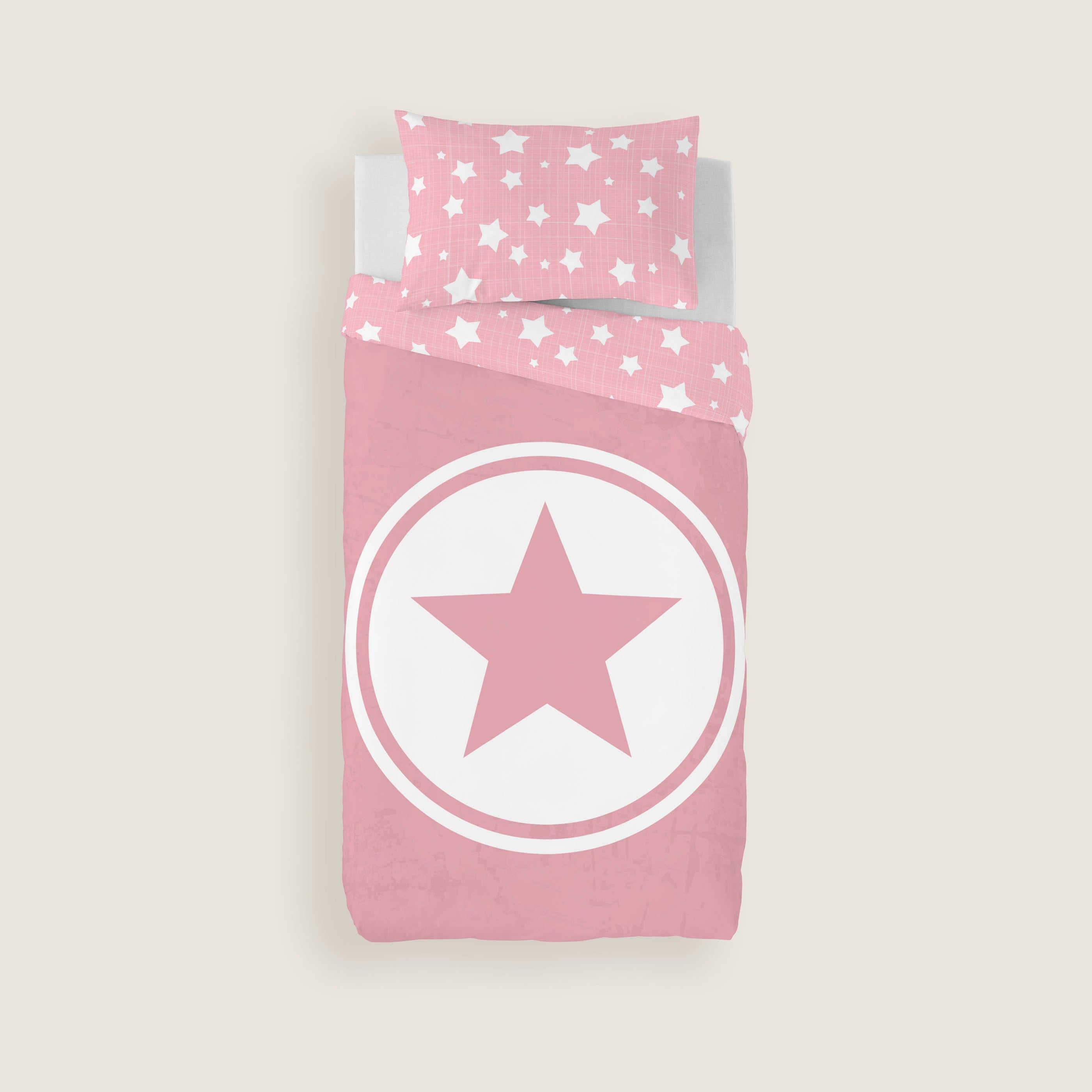 FUNDA NÓRDICA REVERSIBLE ESTAMPADA INFANTIL IVETT ROSA 100% ALGODÓN
