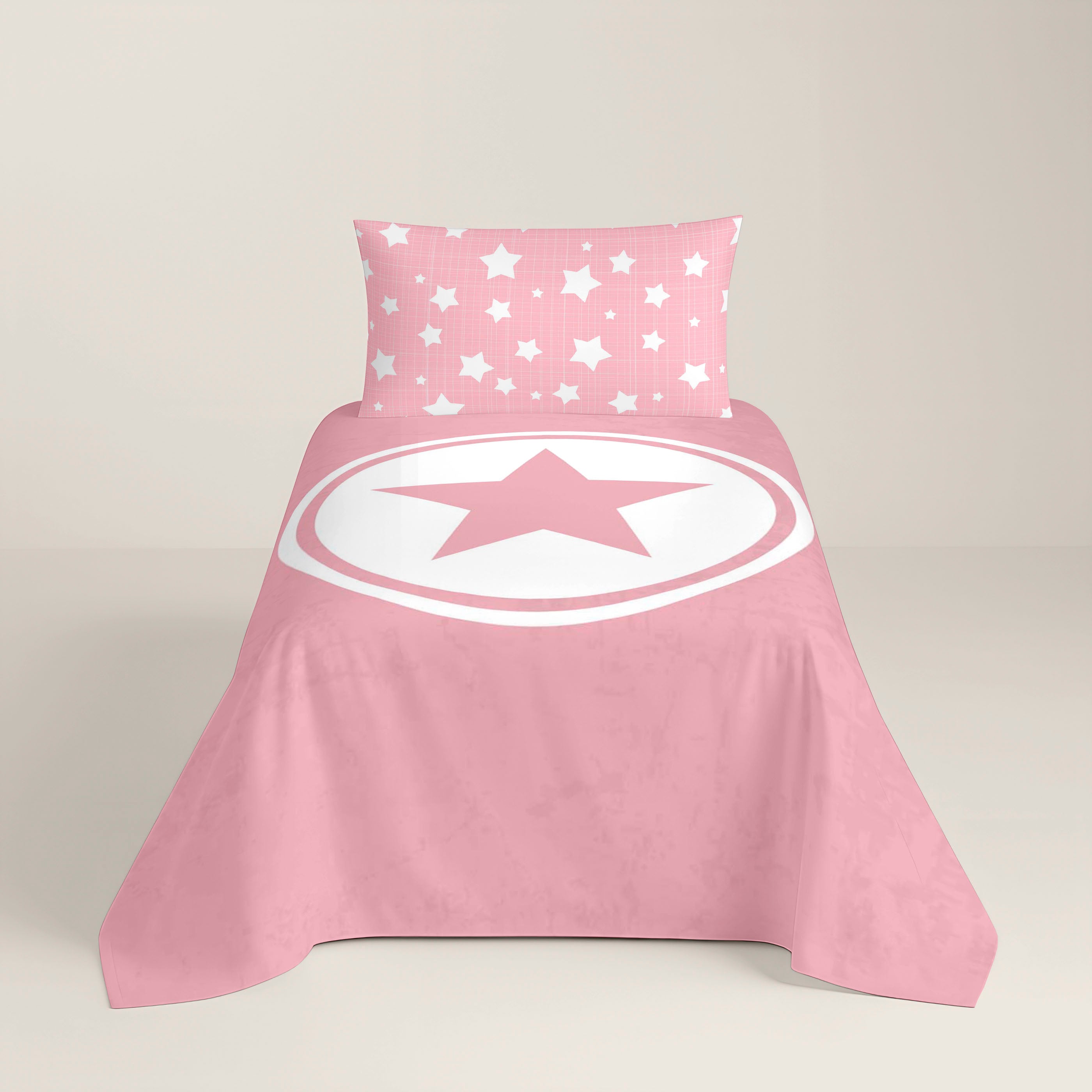 FUNDA NÓRDICA REVERSIBLE ESTAMPADA INFANTIL IVETT ROSA 100% ALGODÓN