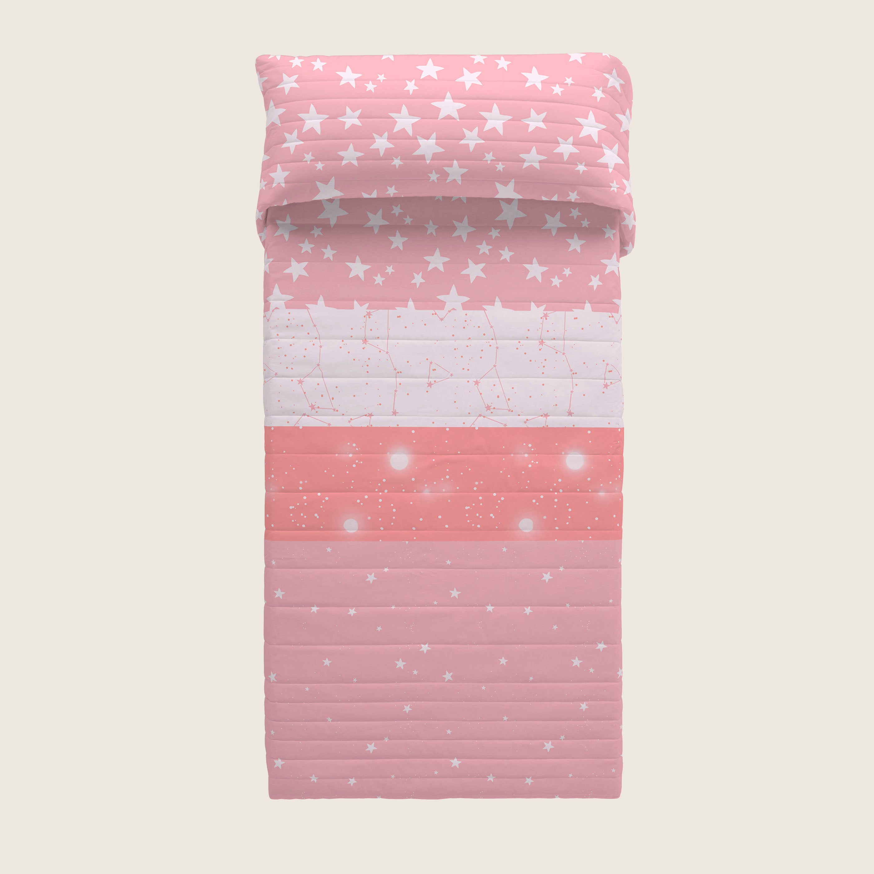 COLCHA BOUTI REVERSIBLE ESTAMPADA INFANTIL INDIGO ROSA 100% ALGODÓN