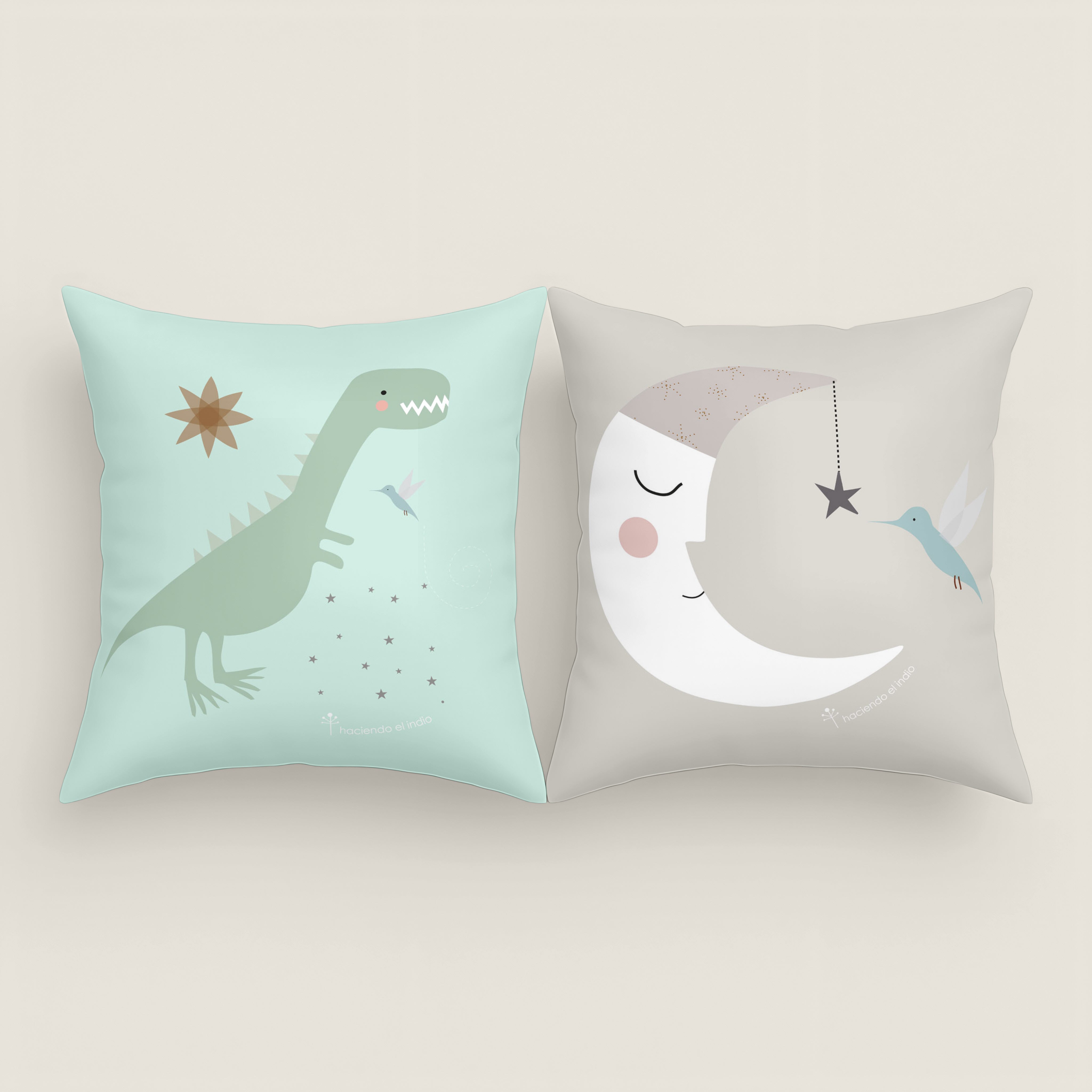 FODERA PER CUSCINO PER BAMBINI STAMPA JURASIC GREEN 100% COTONE