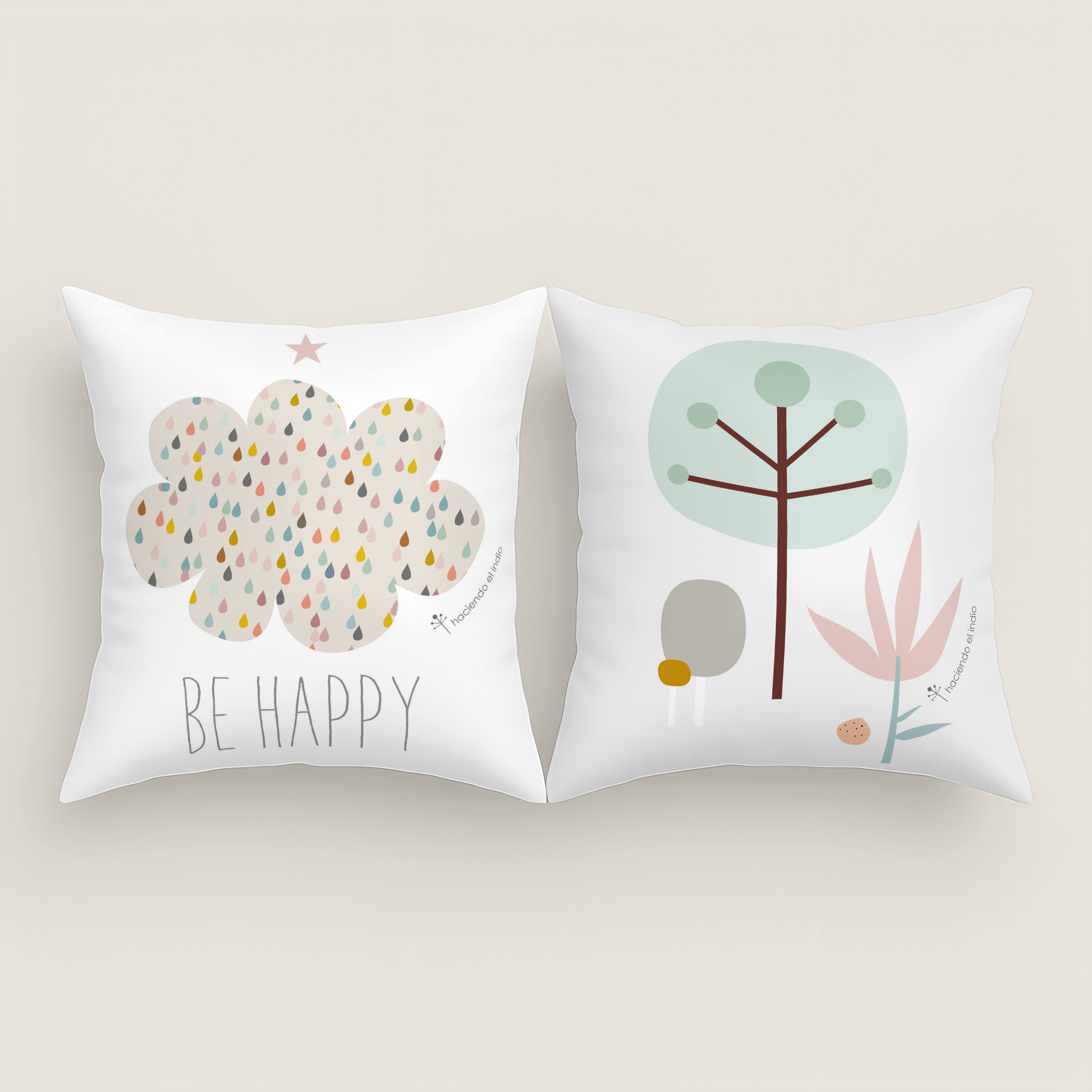 FUNDA DE COJÍN INFANTIL ESTAMPADO RAINBOWLAND 100% ALGODÓN