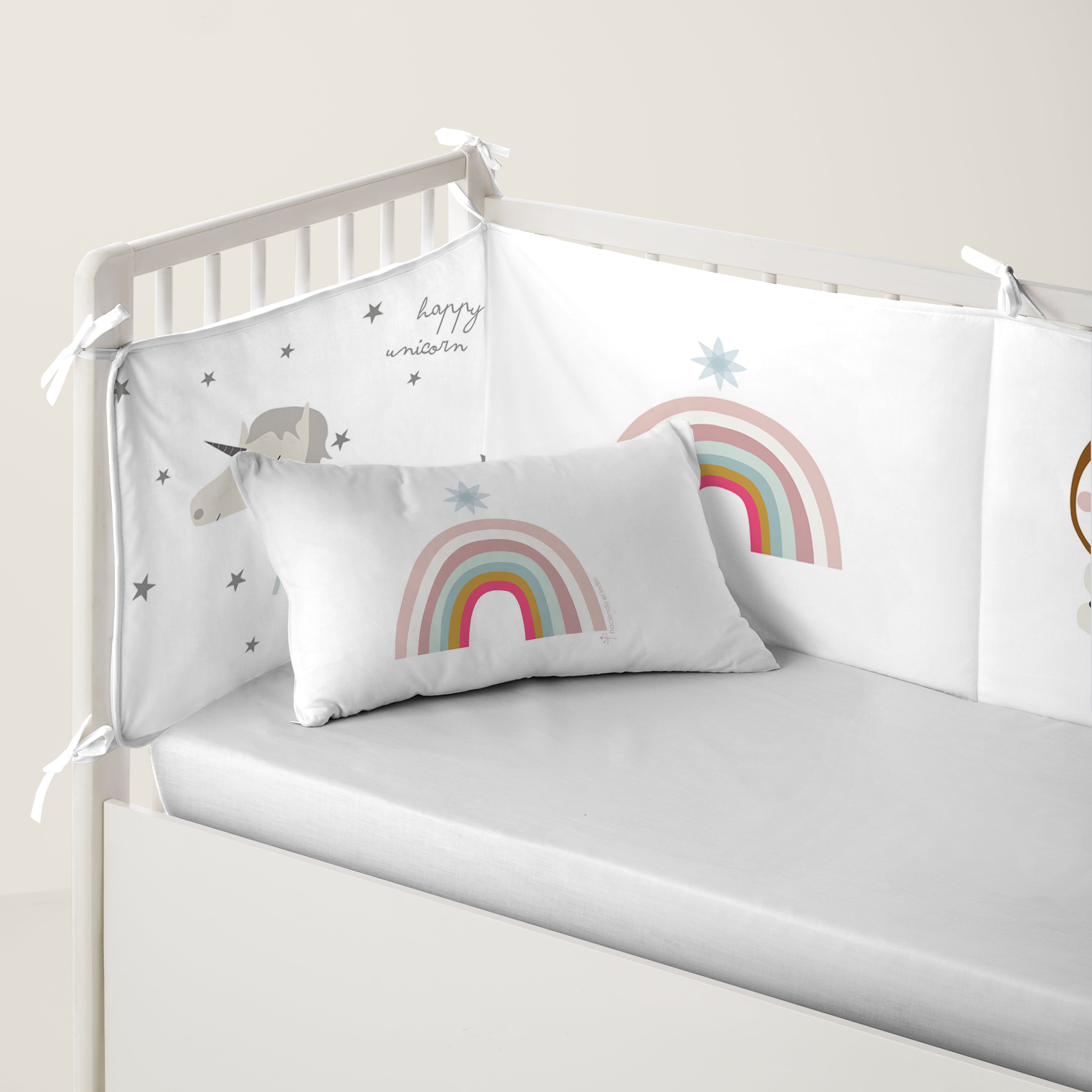 PROTECTOR CHICHONERA DE CUNA BEBÉ UNICORN PINK