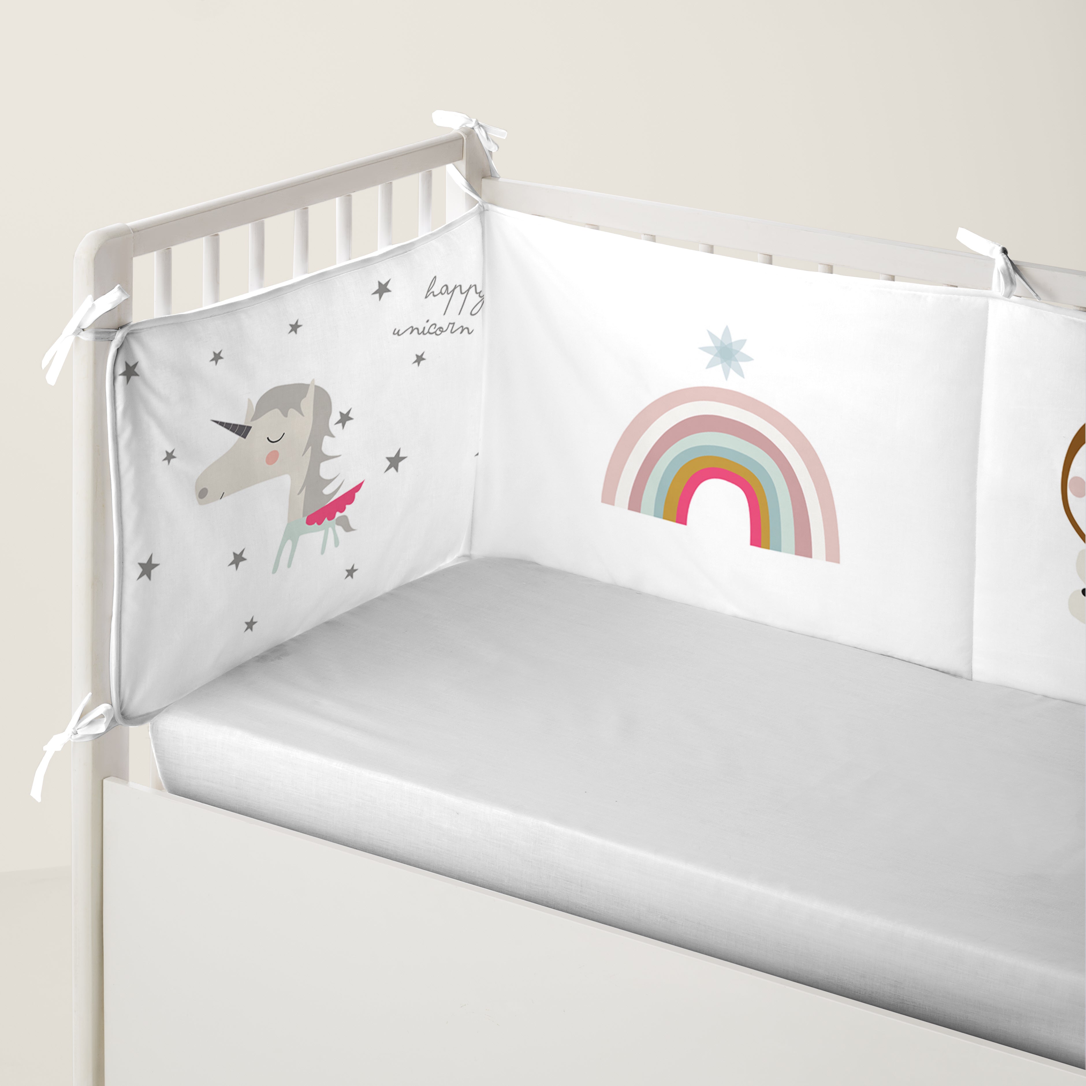 PROTECTOR CHICHONERA DE CUNA BEBÉ UNICORN PINK