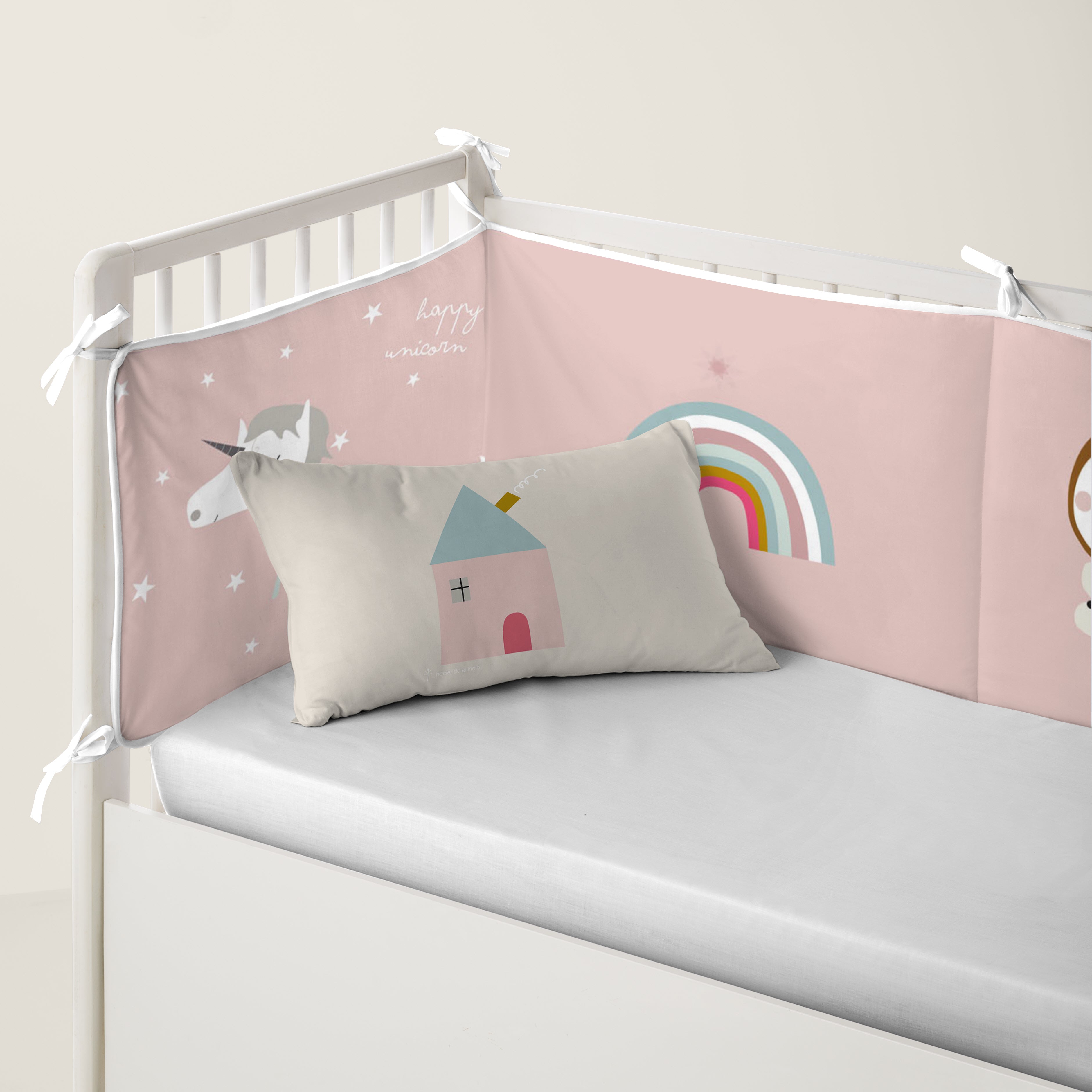 PROTECTOR CHICHONERA DE CUNA BEBÉ UNICORN WHITE