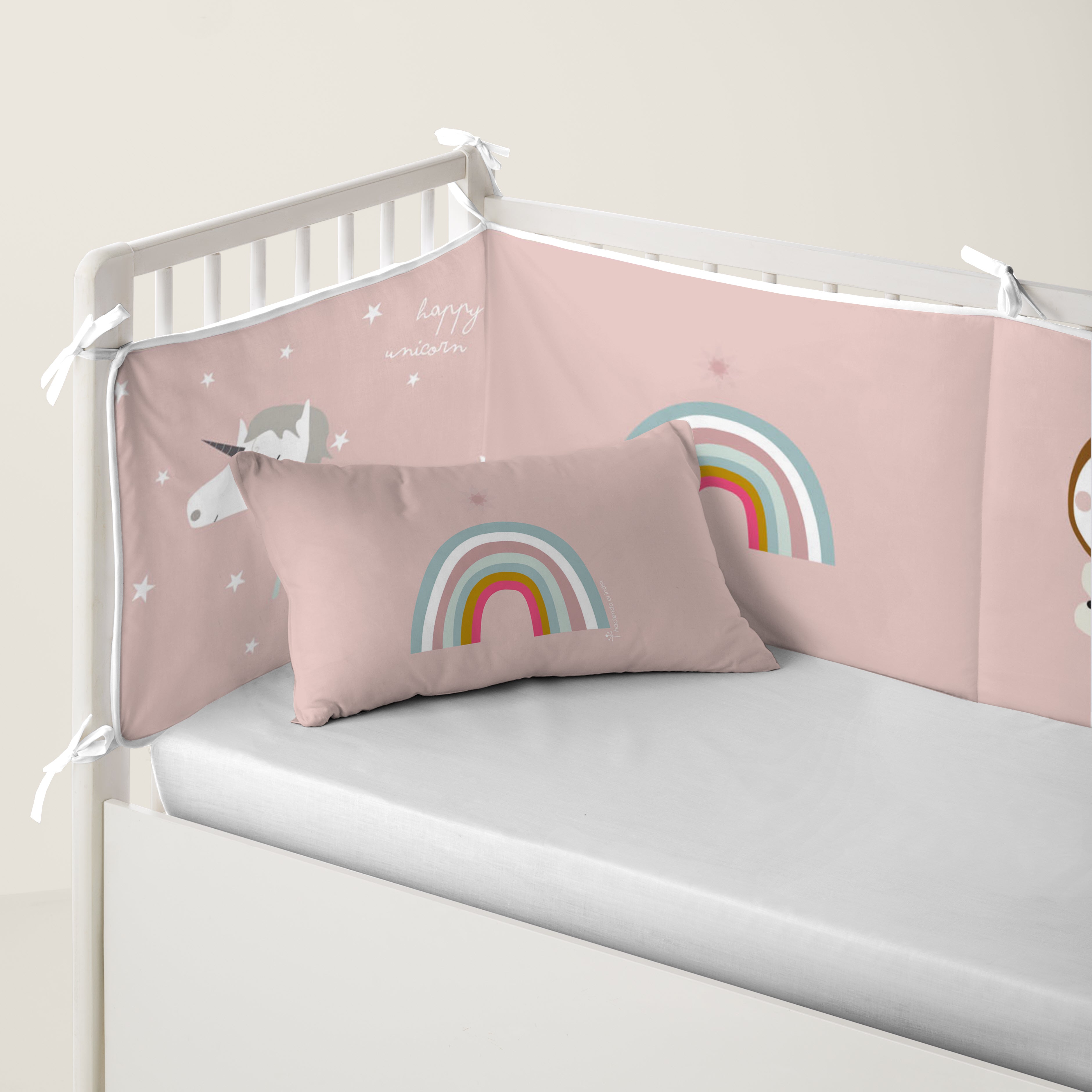 PROTECTOR CHICHONERA DE CUNA BEBÉ UNICORN WHITE