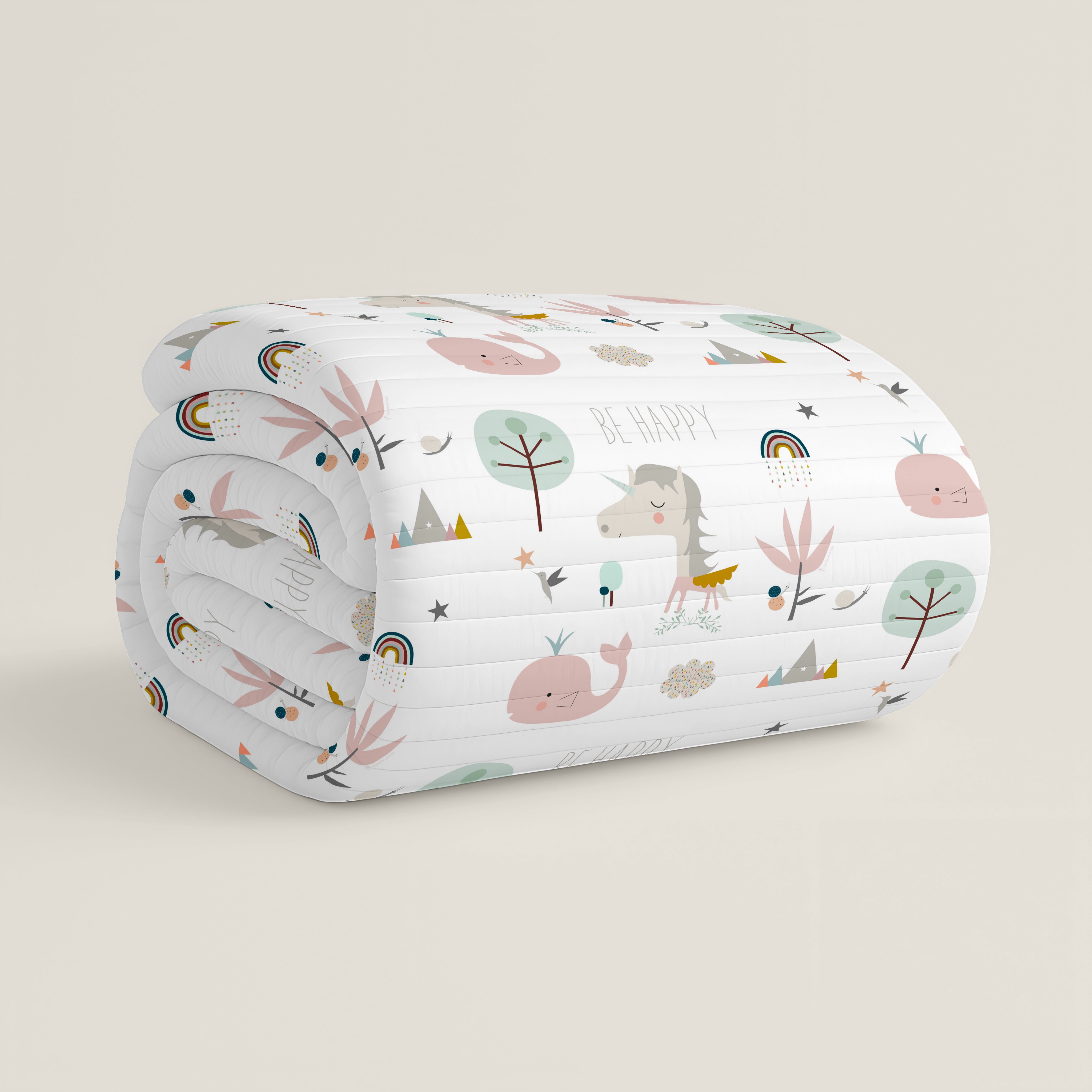 COLCHA BOUTI ESTAMPADA INFANTIL RAINBOWLAND 100% ALGODÓN