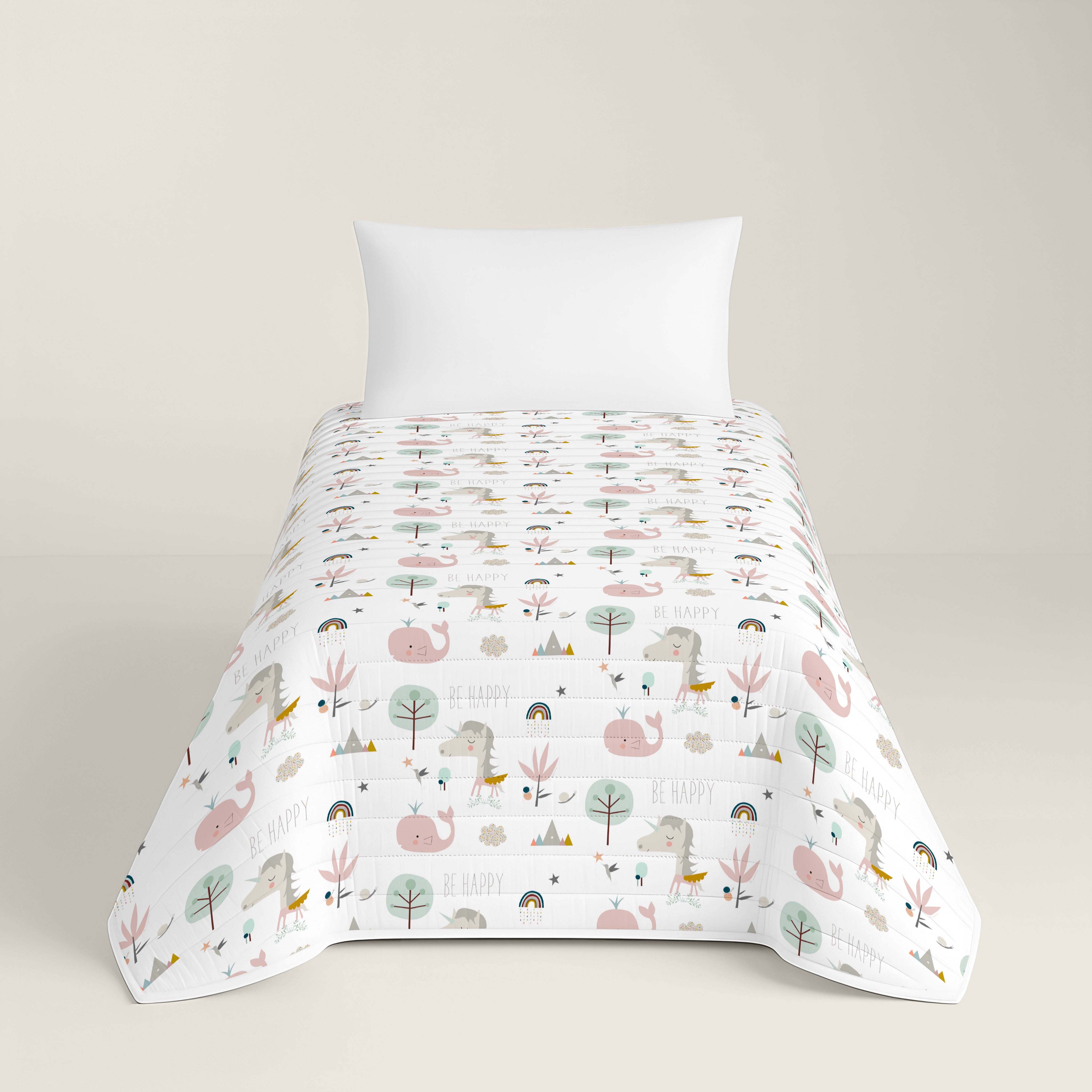 COLCHA BOUTI ESTAMPADA INFANTIL RAINBOWLAND 100% ALGODÓN