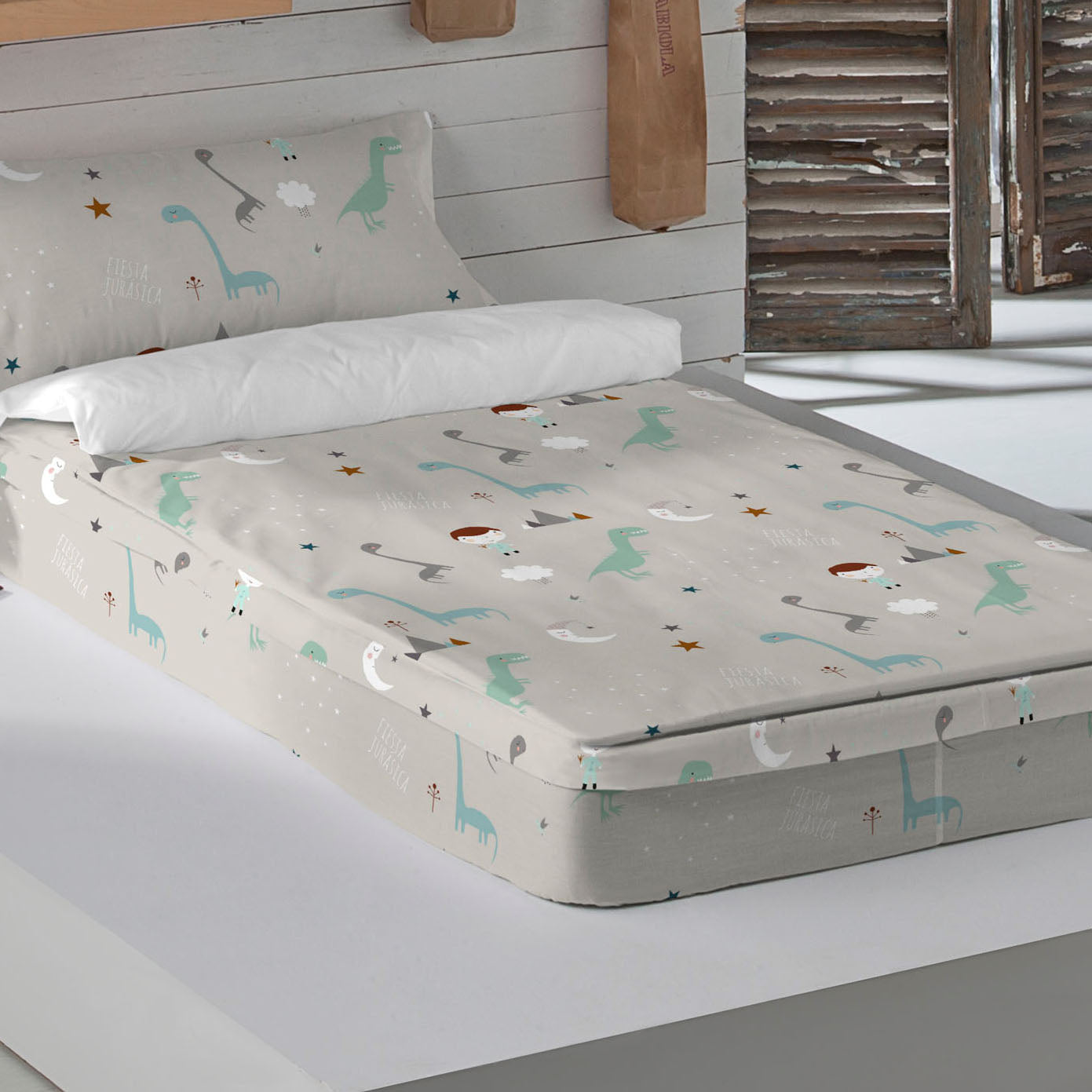 SACCO NORDICO PER BAMBINI JURASSIC WHITE B 100% COTONE