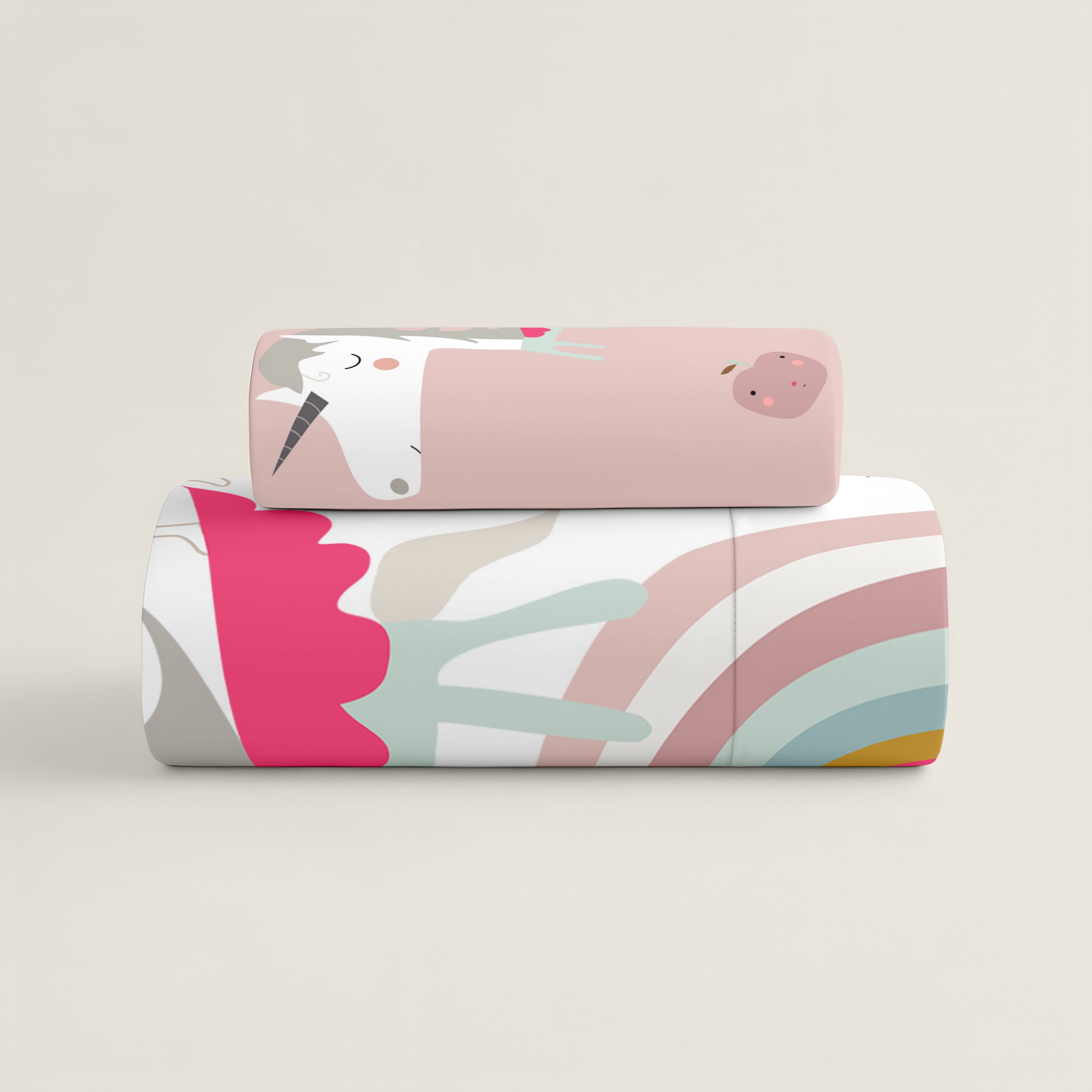 COPRIPIUMINO REVERSIBILE STAMPATO PER BAMBINI UNICORN WHITE 100% COTONE