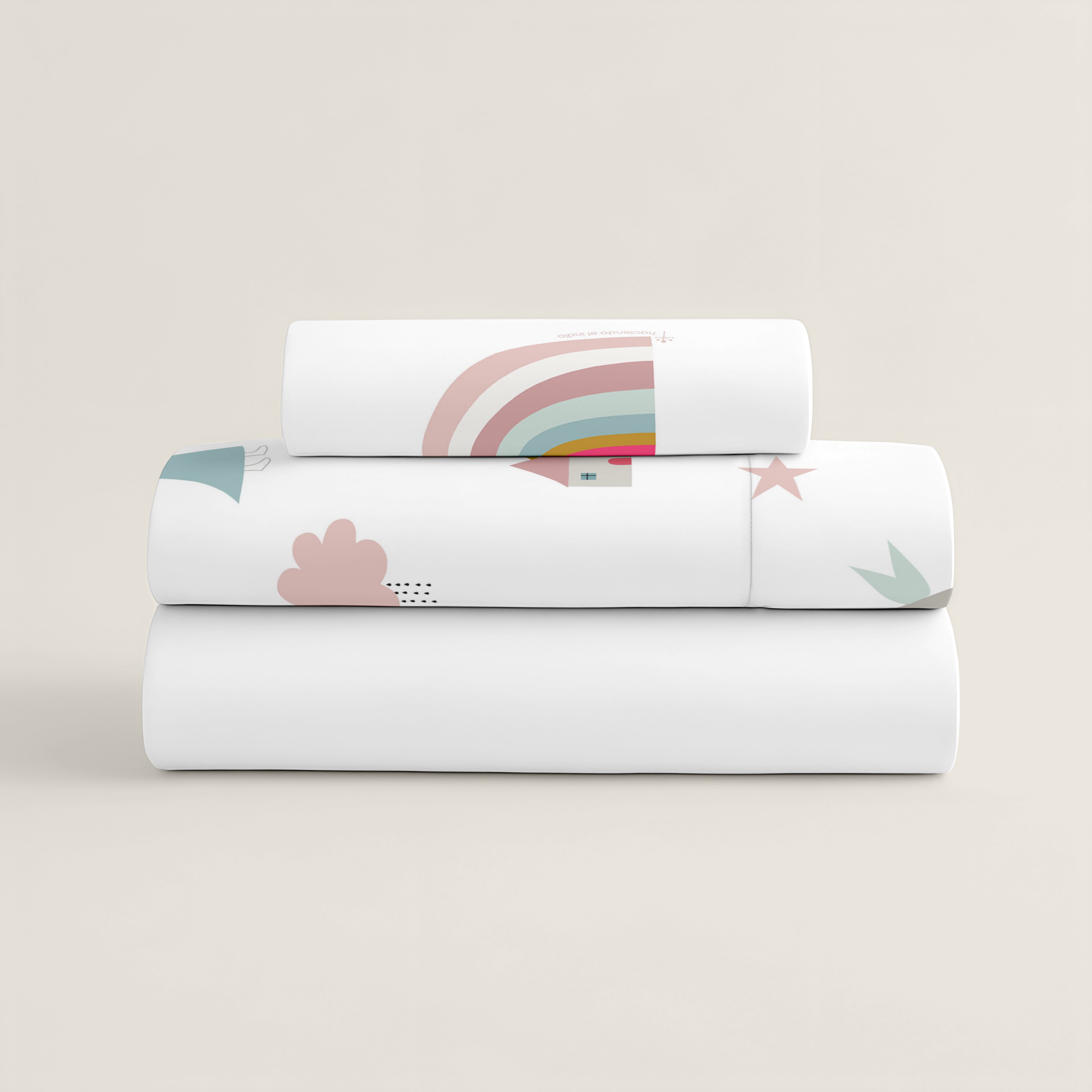 JUEGO DE SÁBANAS CUNA BEBÉ UNICORN PINK B 100% ALGODÓN