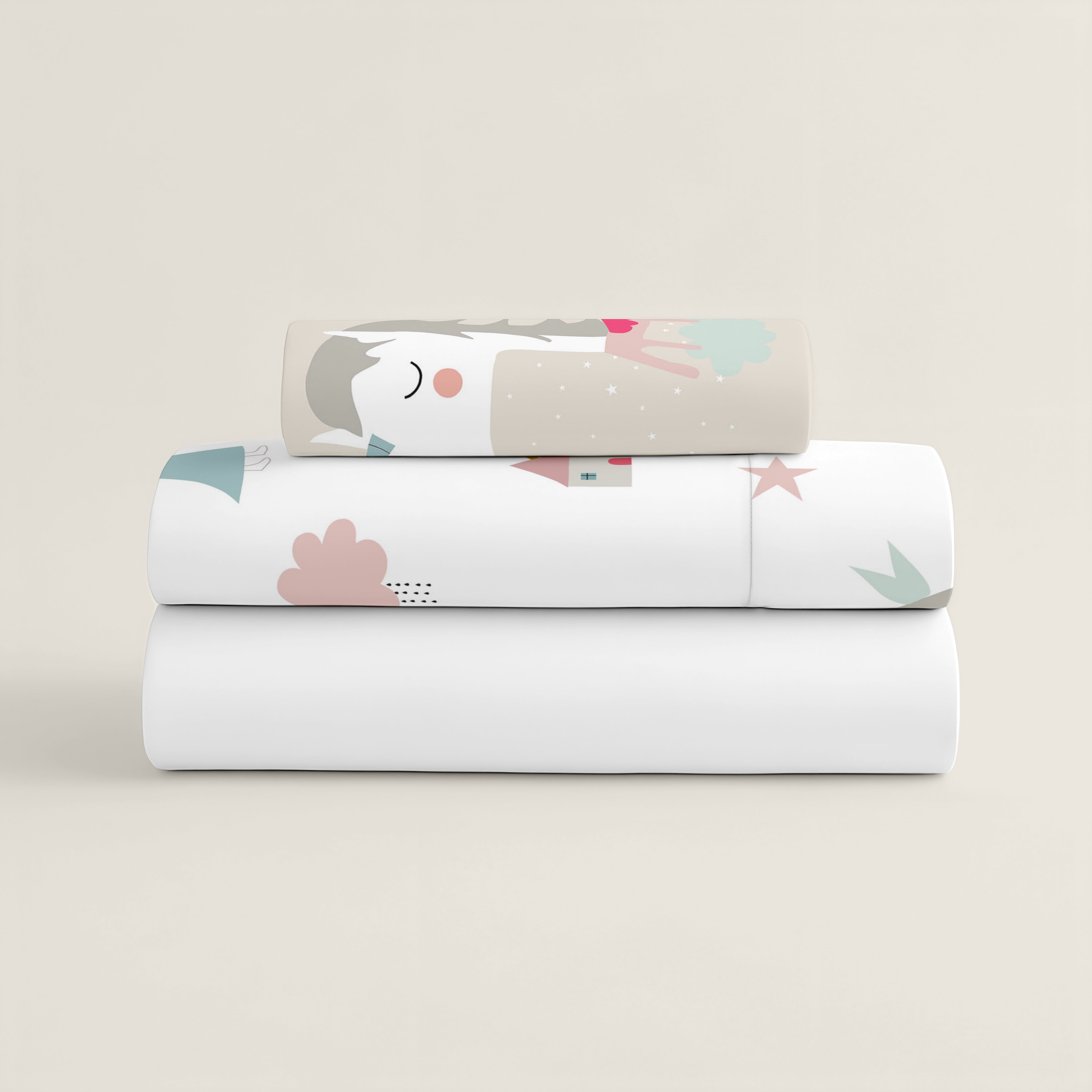 JUEGO DE SÁBANAS CUNA BEBÉ UNICORN PINK B 100% ALGODÓN