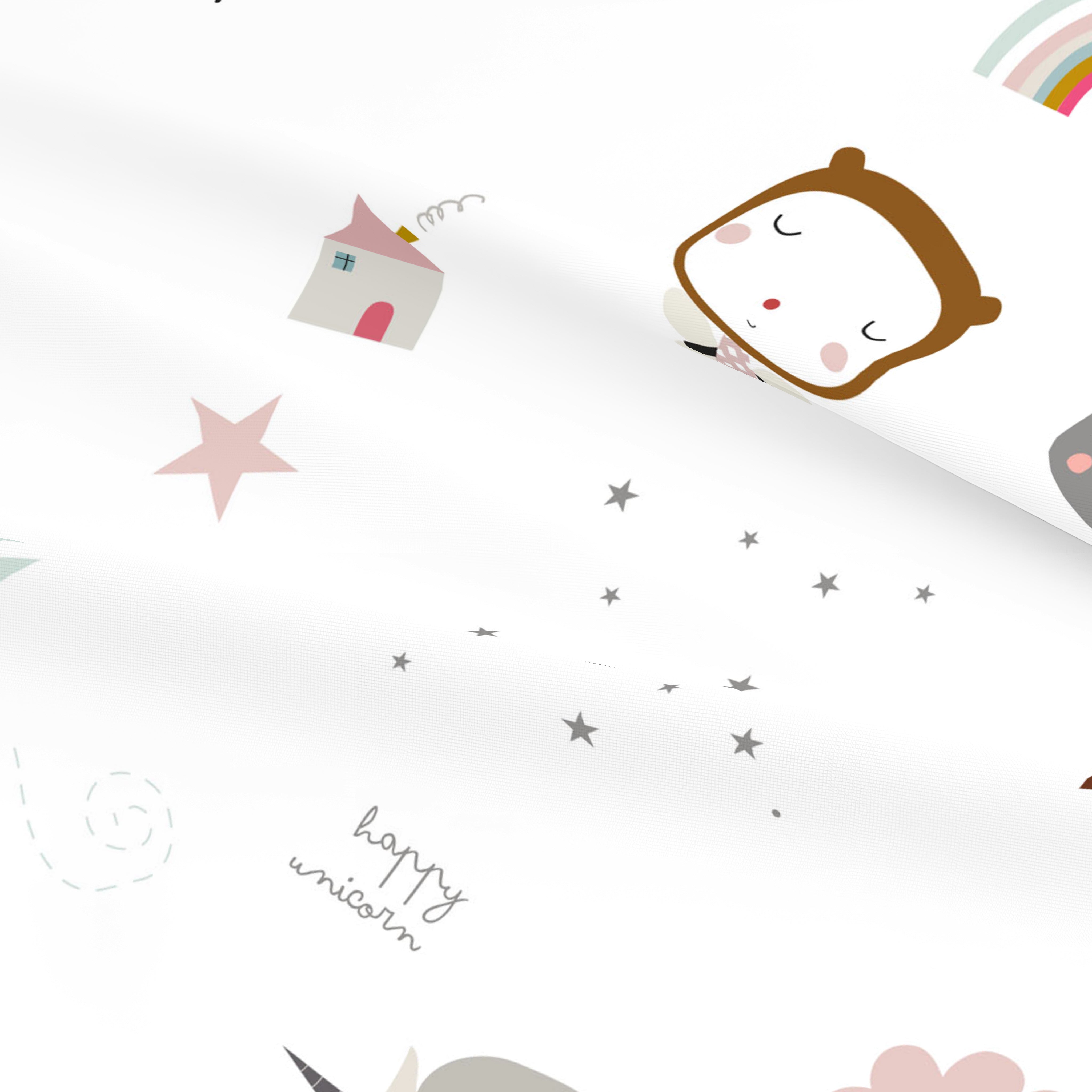 JUEGO DE SÁBANAS CUNA BEBÉ UNICORN PINK B 100% ALGODÓN