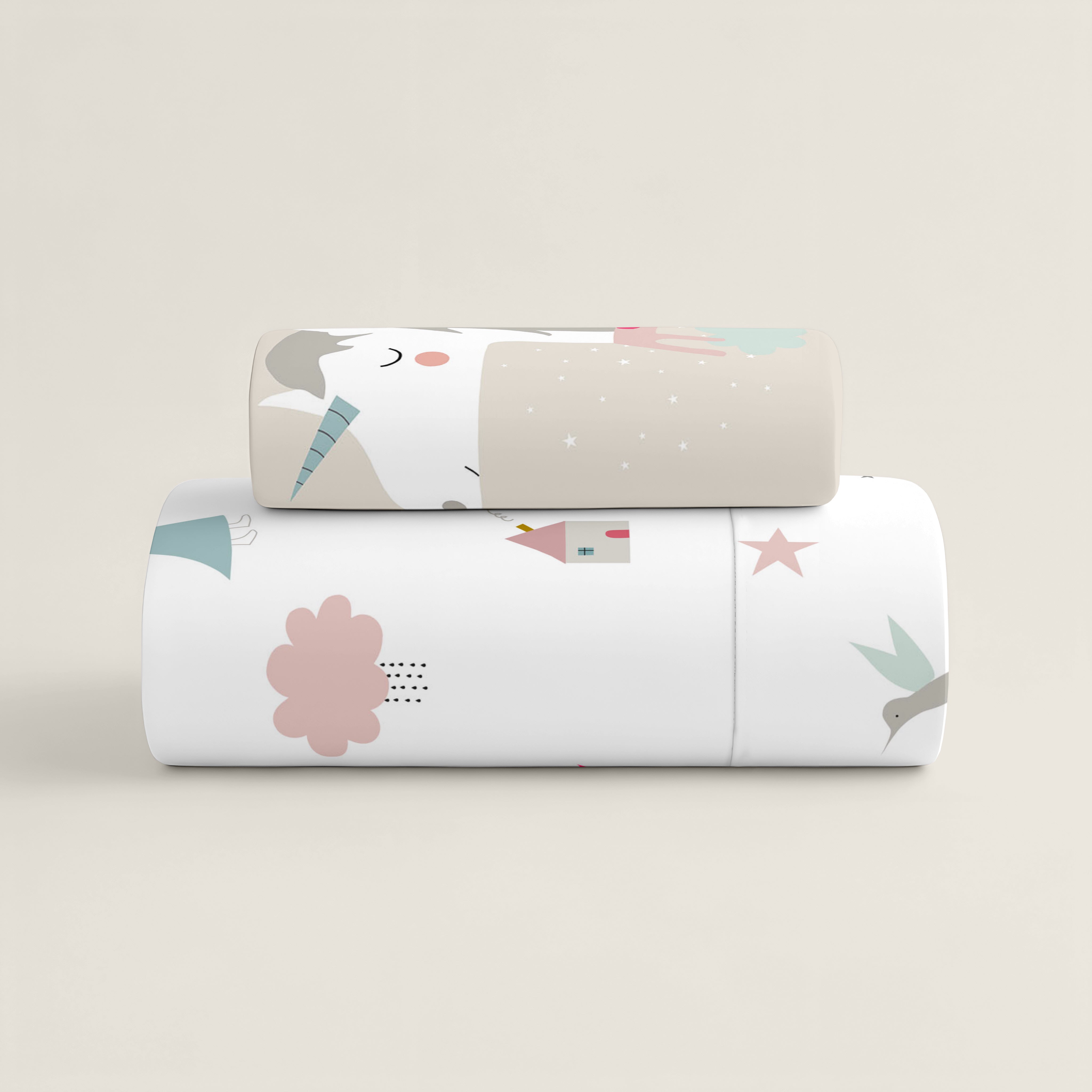 FUNDA NÓRDICA REVERSIBLE CUNA BEBÉ UNICORN PINK 100% ALGODÓN