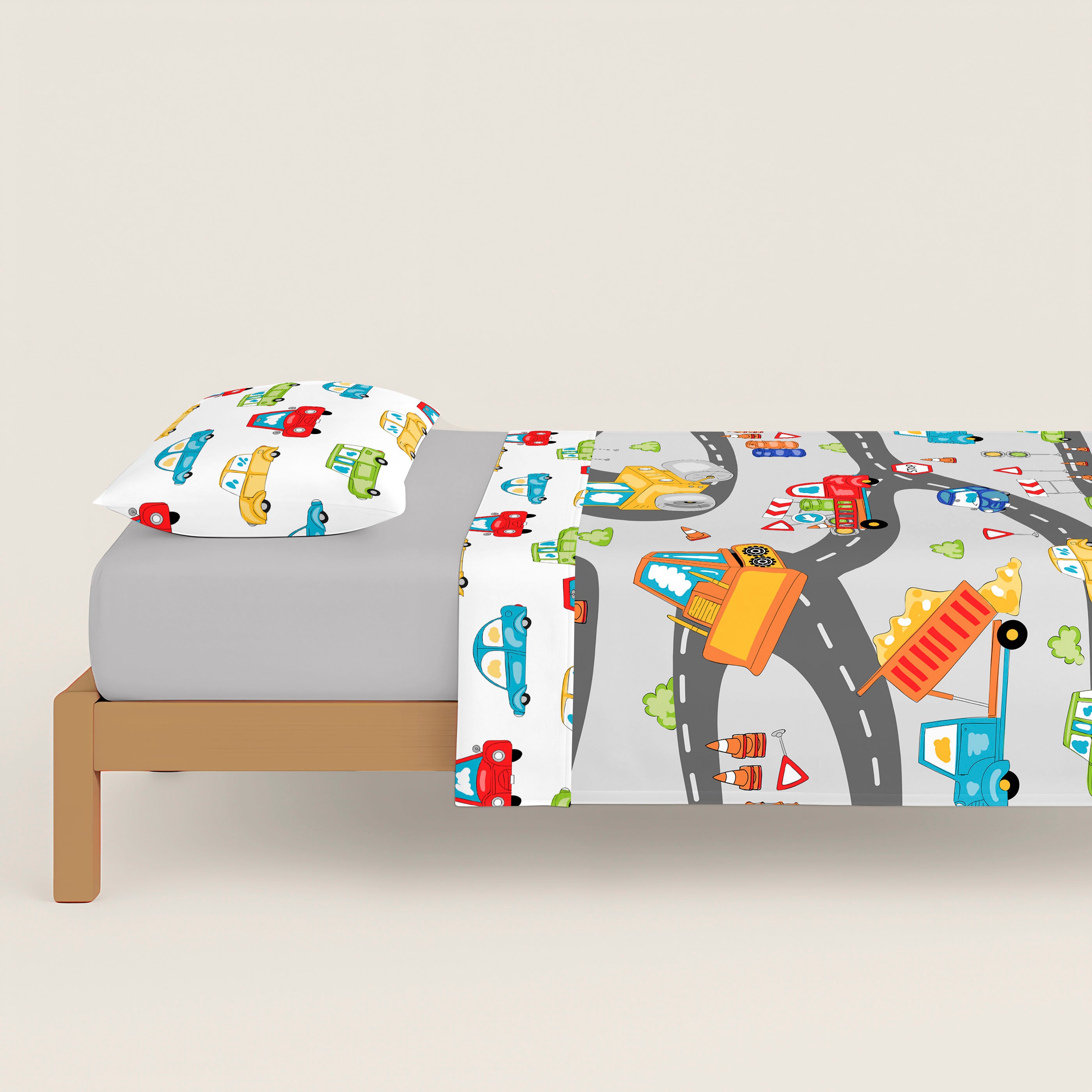 FUNDA NÓRDICA REVERSIBLE ESTAMPADA INFANTIL SCALEXTRIC 100% ALGODÓN