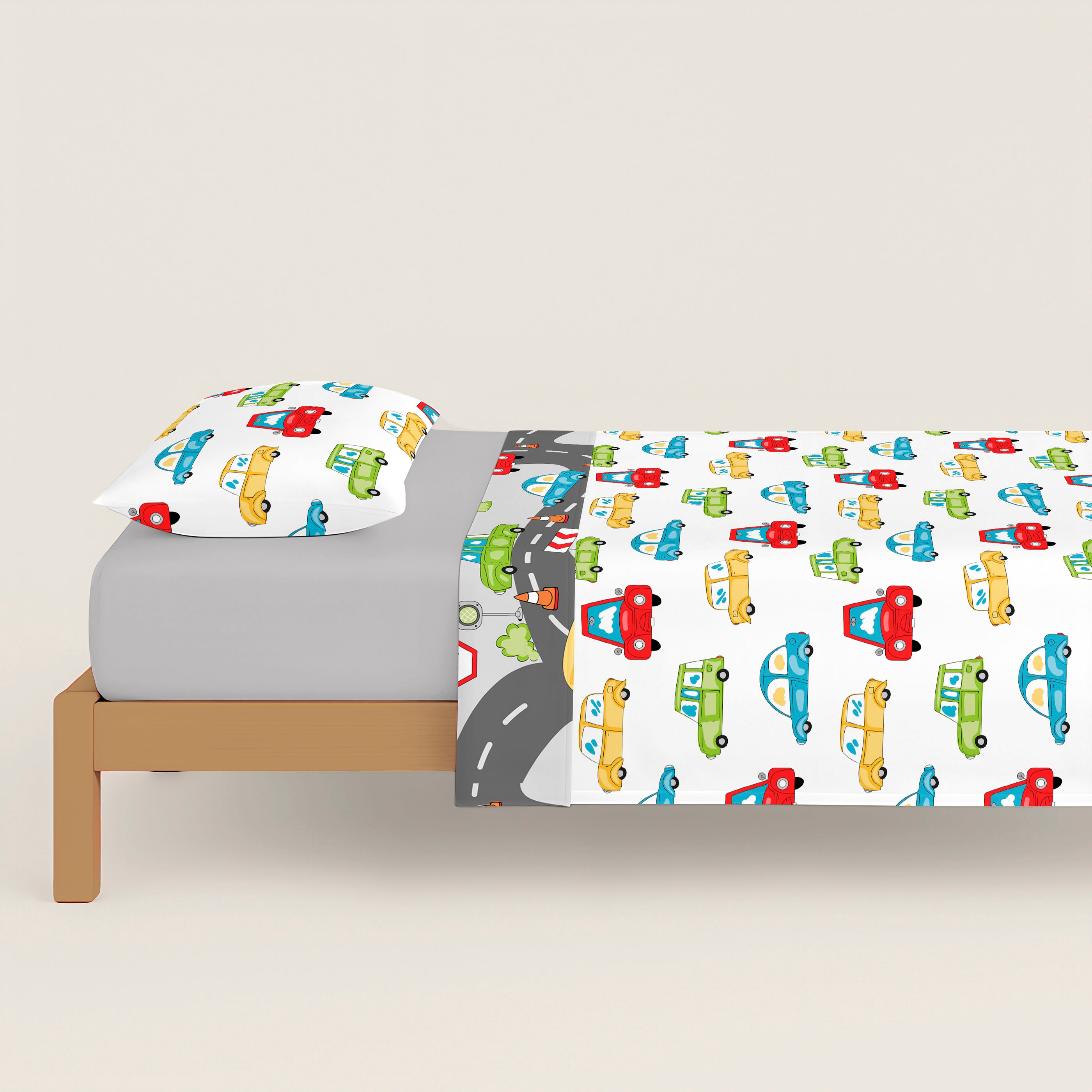 FUNDA NÓRDICA REVERSIBLE ESTAMPADA INFANTIL SCALEXTRIC 100% ALGODÓN
