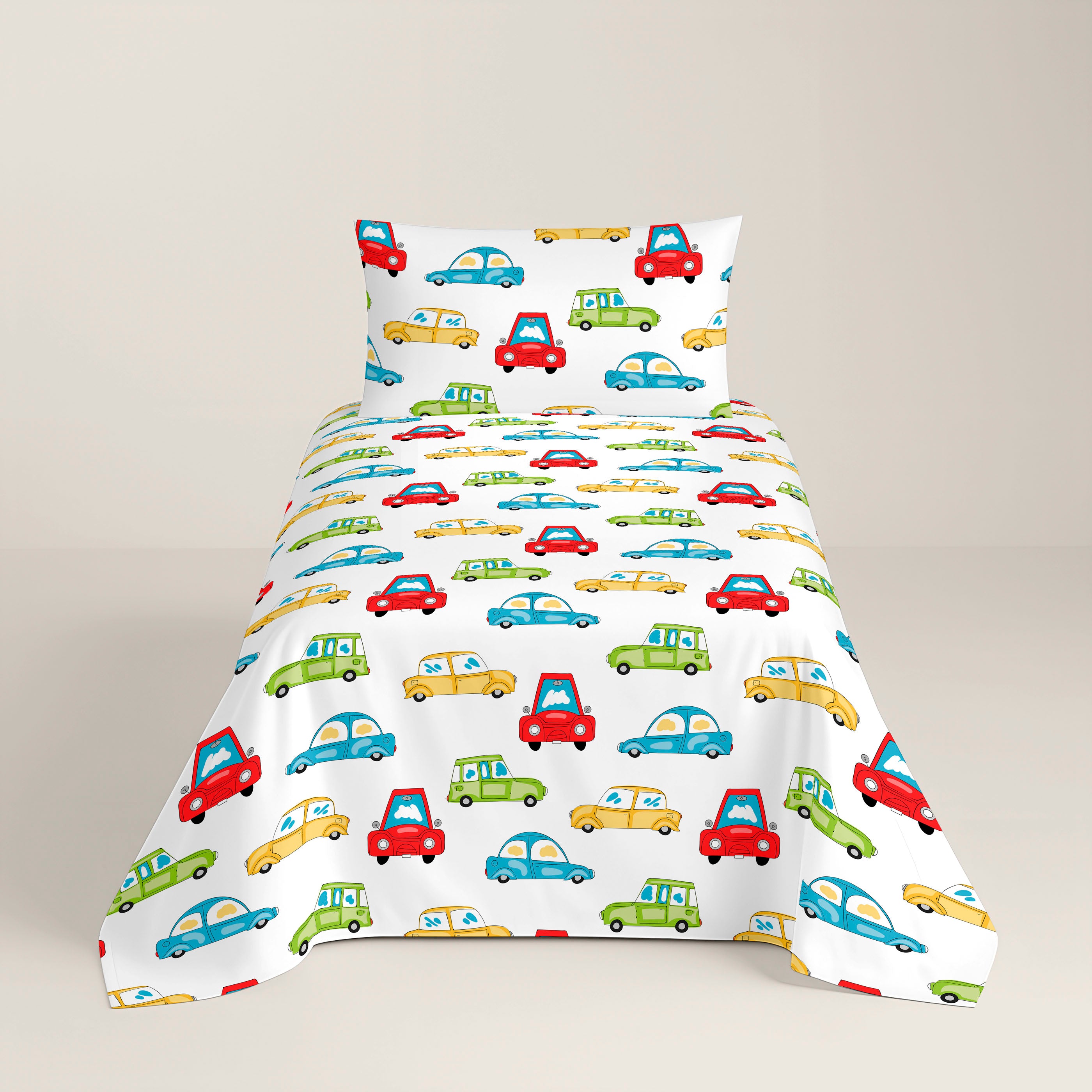 FUNDA NÓRDICA REVERSIBLE ESTAMPADA INFANTIL SCALEXTRIC 100% ALGODÓN