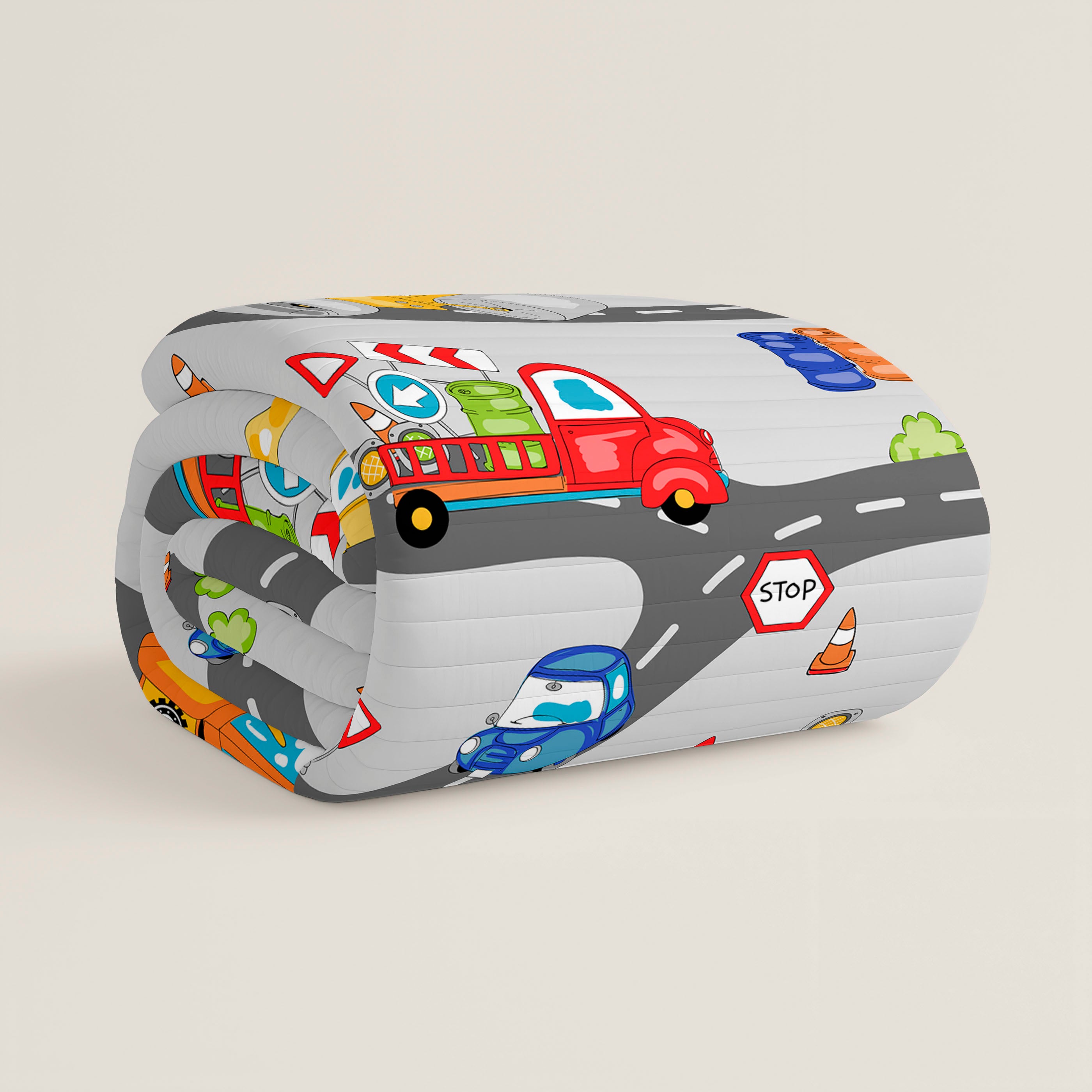 COLCHA BOUTI REVERSIBLE ESTAMPADA INFANTIL SCALEXTRIC 100% ALGODÓN