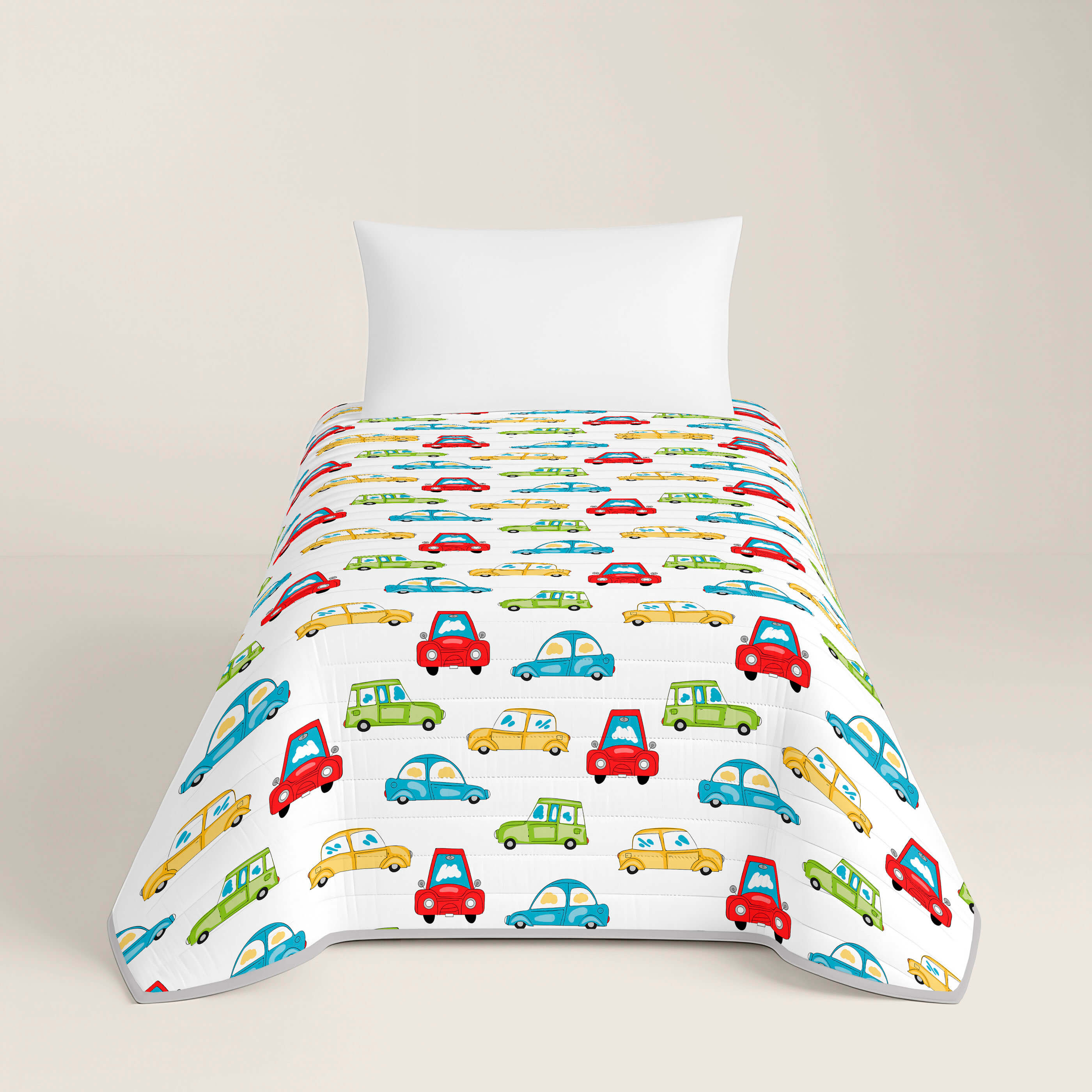 COLCHA BOUTI REVERSIBLE ESTAMPADA INFANTIL SCALEXTRIC 100% ALGODÓN