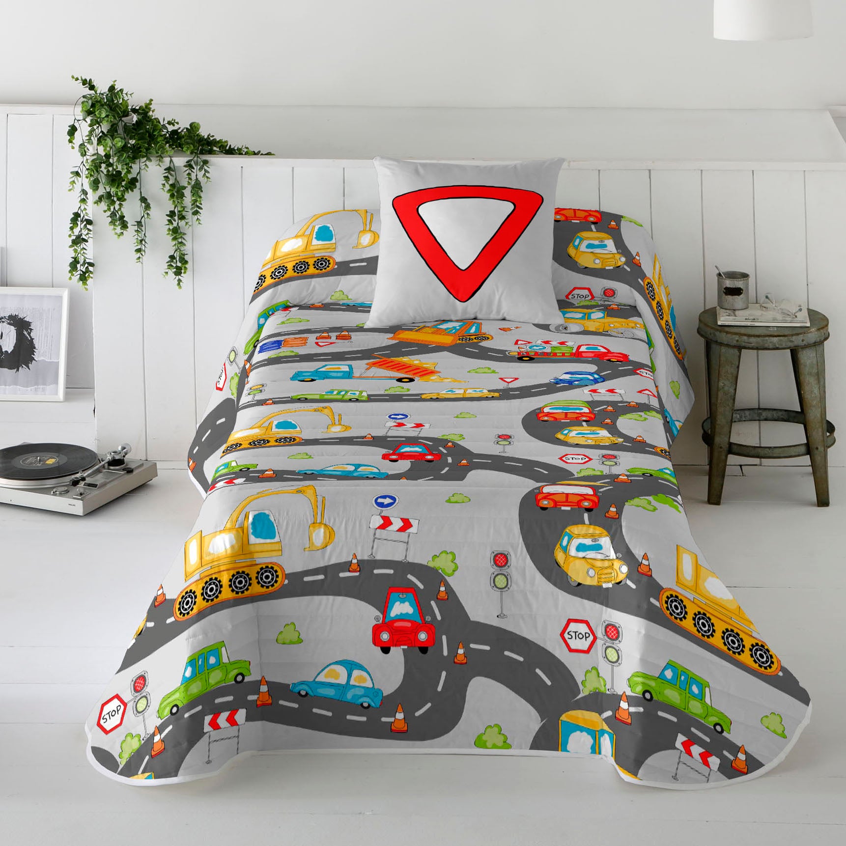 COLCHA BOUTI REVERSIBLE ESTAMPADA INFANTIL SCALEXTRIC 100% ALGODÓN