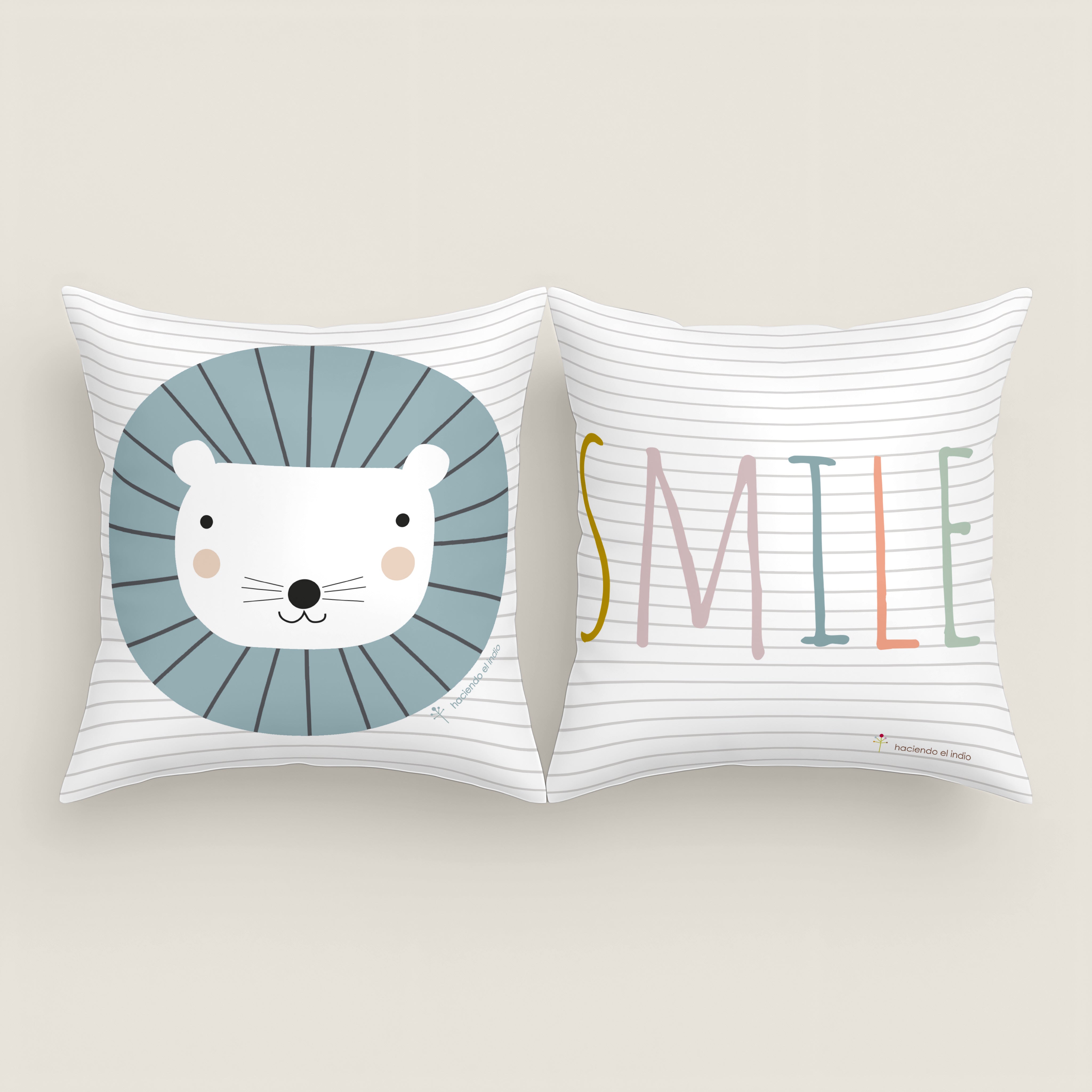 FUNDA DE COJÍN INFANTIL ESTAMPADO SE FELIZ 100% ALGODÓN
