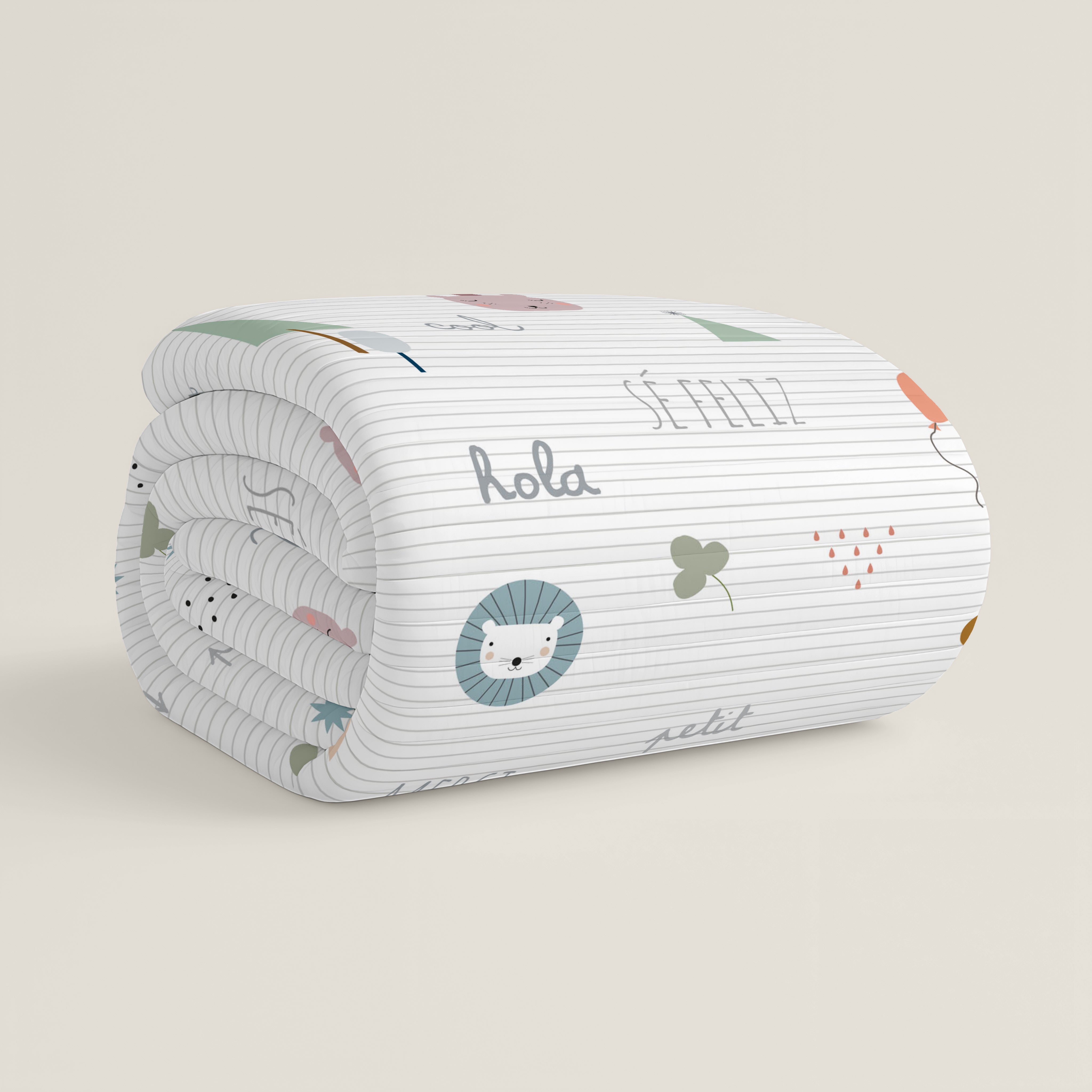 COLCHA BOUTI ESTAMPADA INFANTIL SE FELIZ 100% ALGODÓN