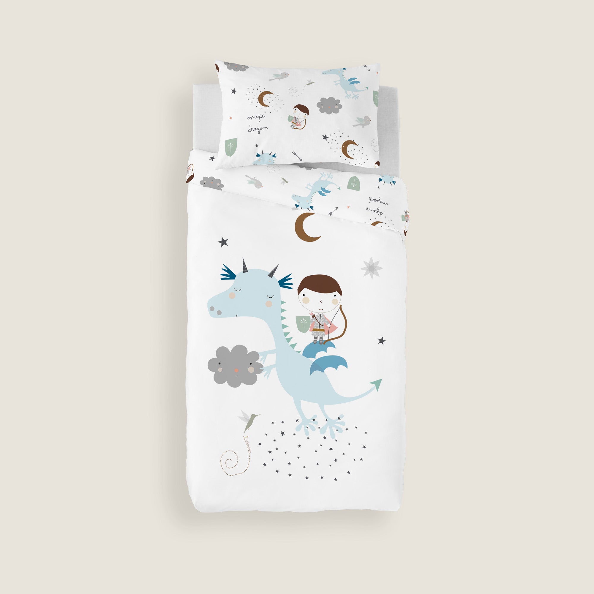 COPRIPIUMINO REVERSIBILE STAMPATO PER BAMBINI MAGIC DRAGON 100% COTONE