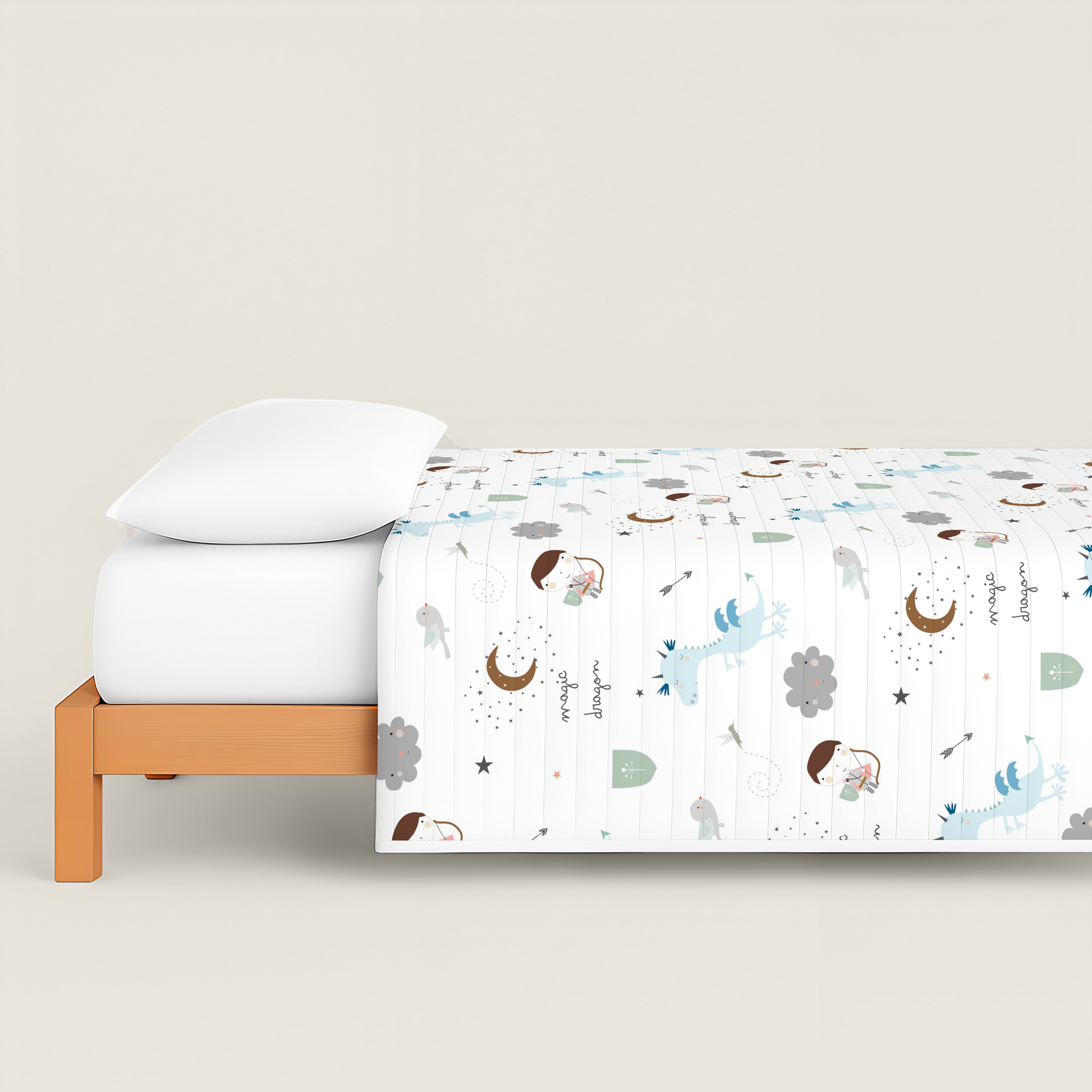 COPERTA BOUTI REVERSIBILE STAMPATA PER BAMBINI MAGIC DRAGON 100% COTONE