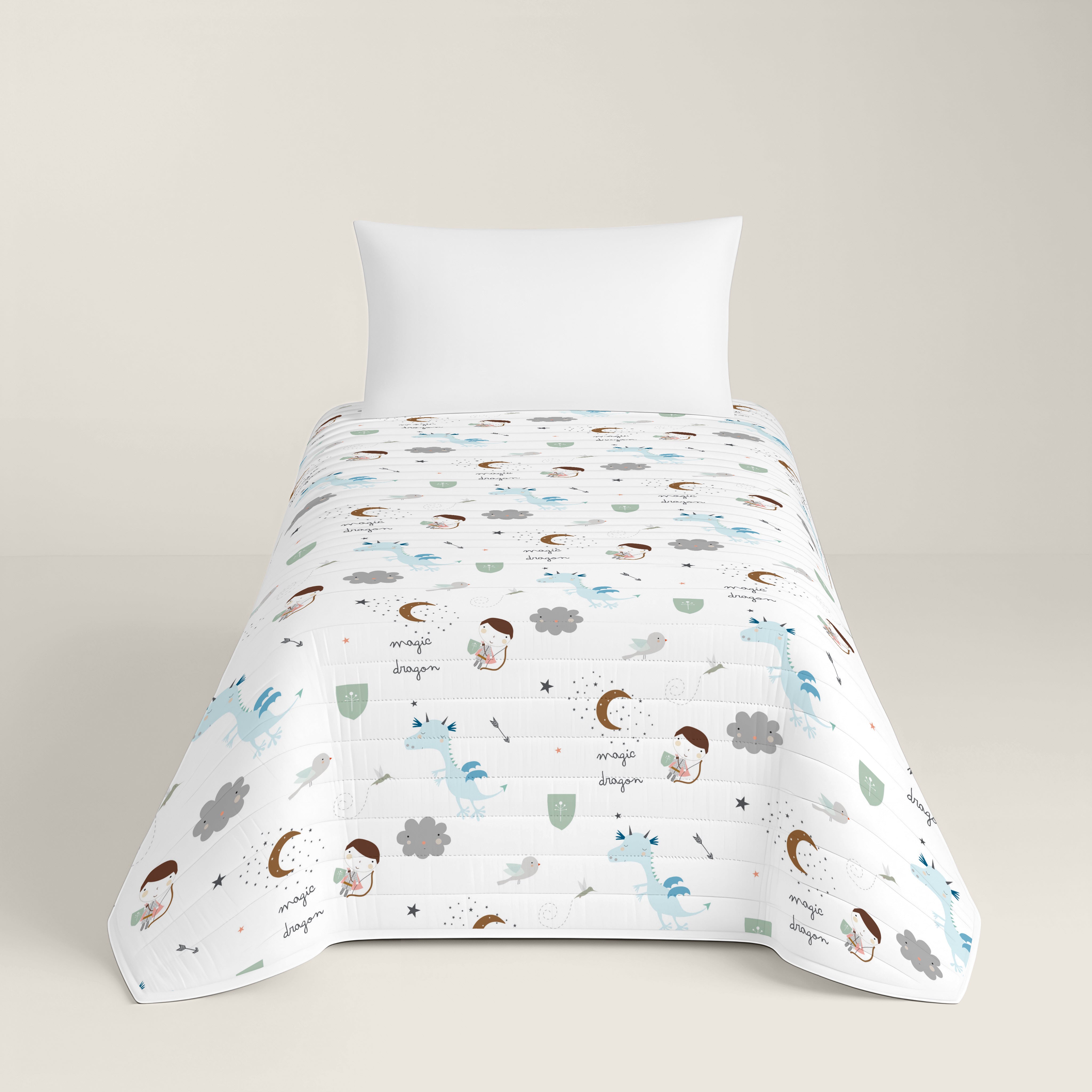 COPERTA BOUTI REVERSIBILE STAMPATA PER BAMBINI MAGIC DRAGON 100% COTONE