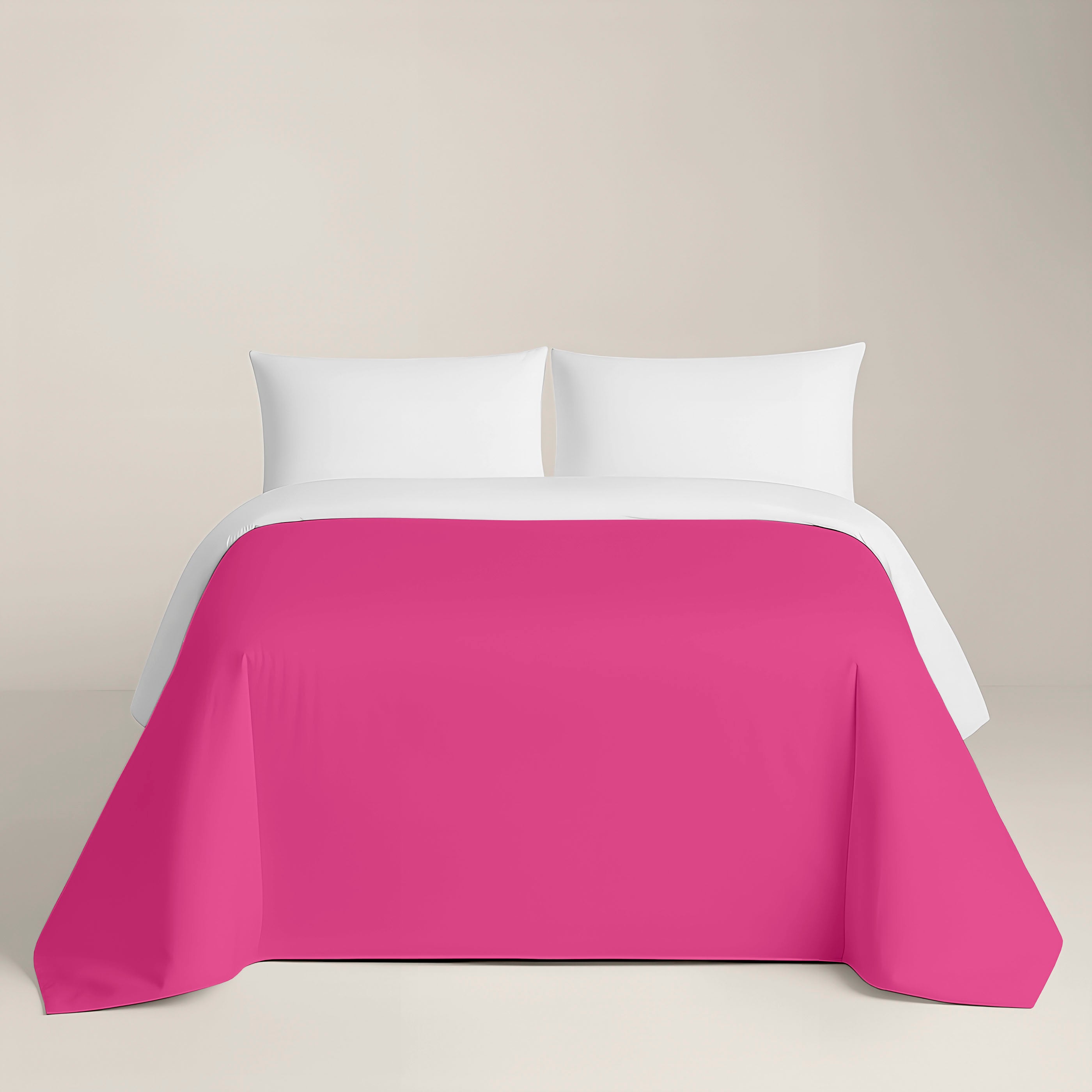 FUNDA NÓRDICA BICOLOR REVERSIBLE FUCSIA 43 / BLANCO 100% ALGODÓN