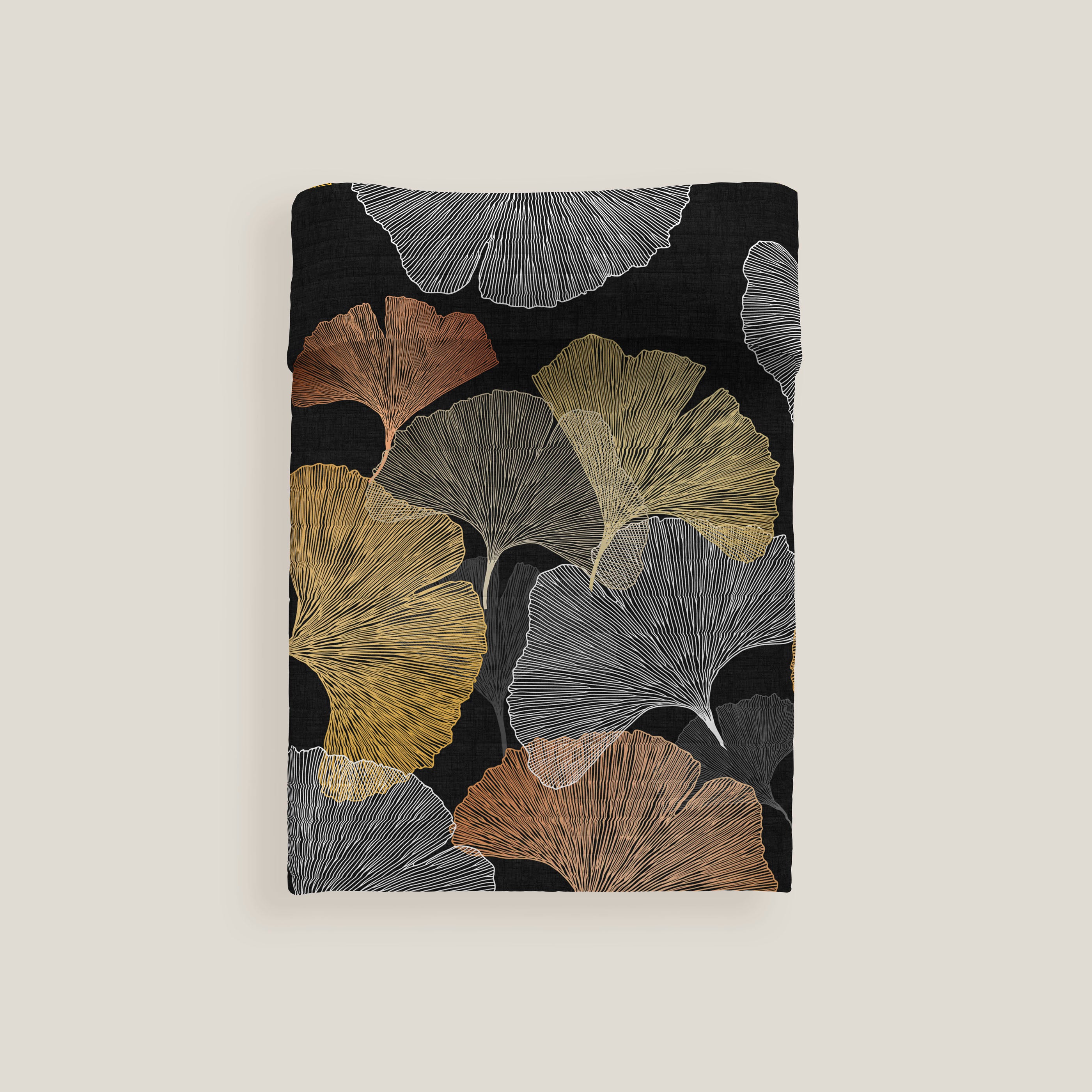 COLCHA BOUTI ESTAMPADA GINGKO 100% ALGODÓN