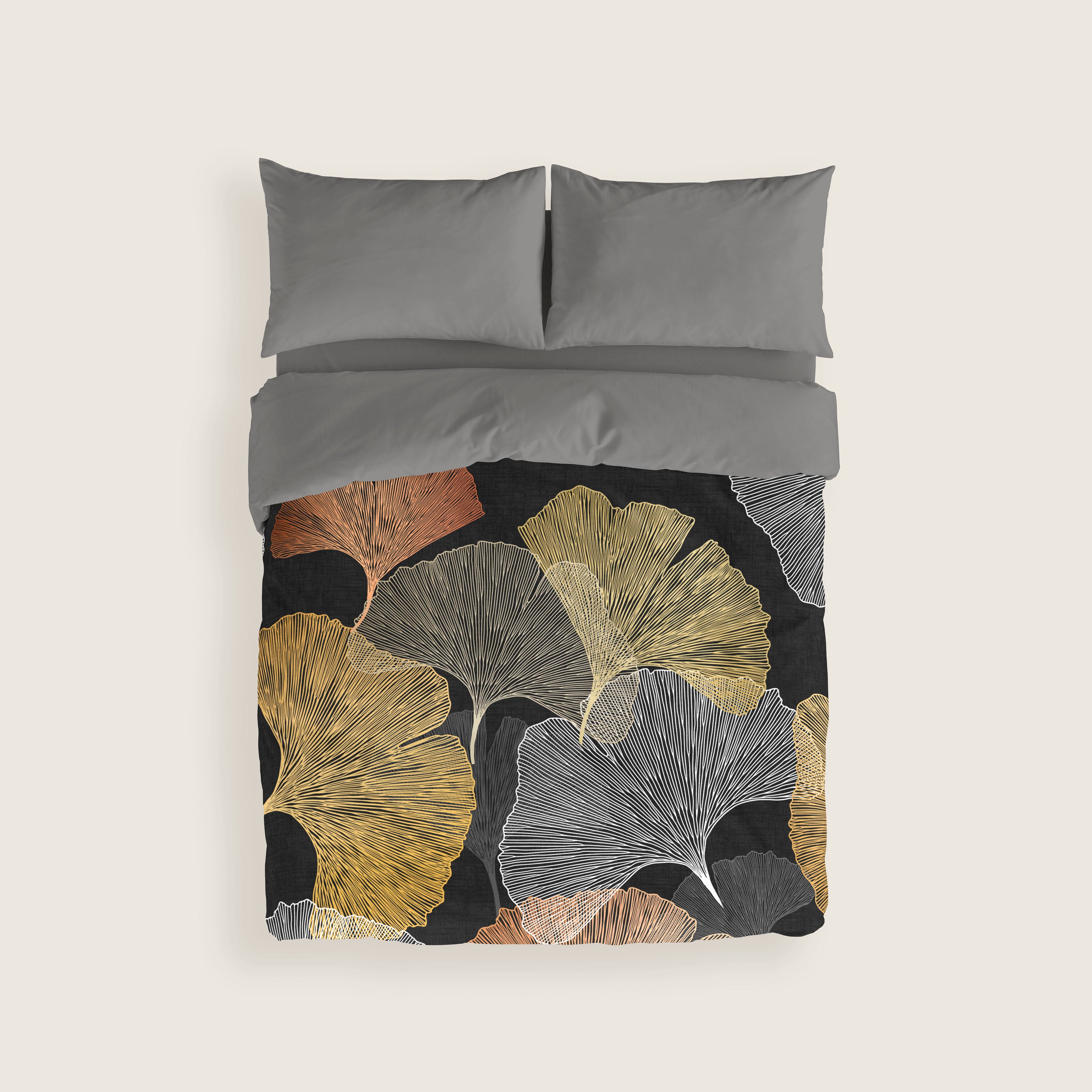 FUNDA NÓRDICA ESTAMPADA GINGKO 100% ALGODÓN