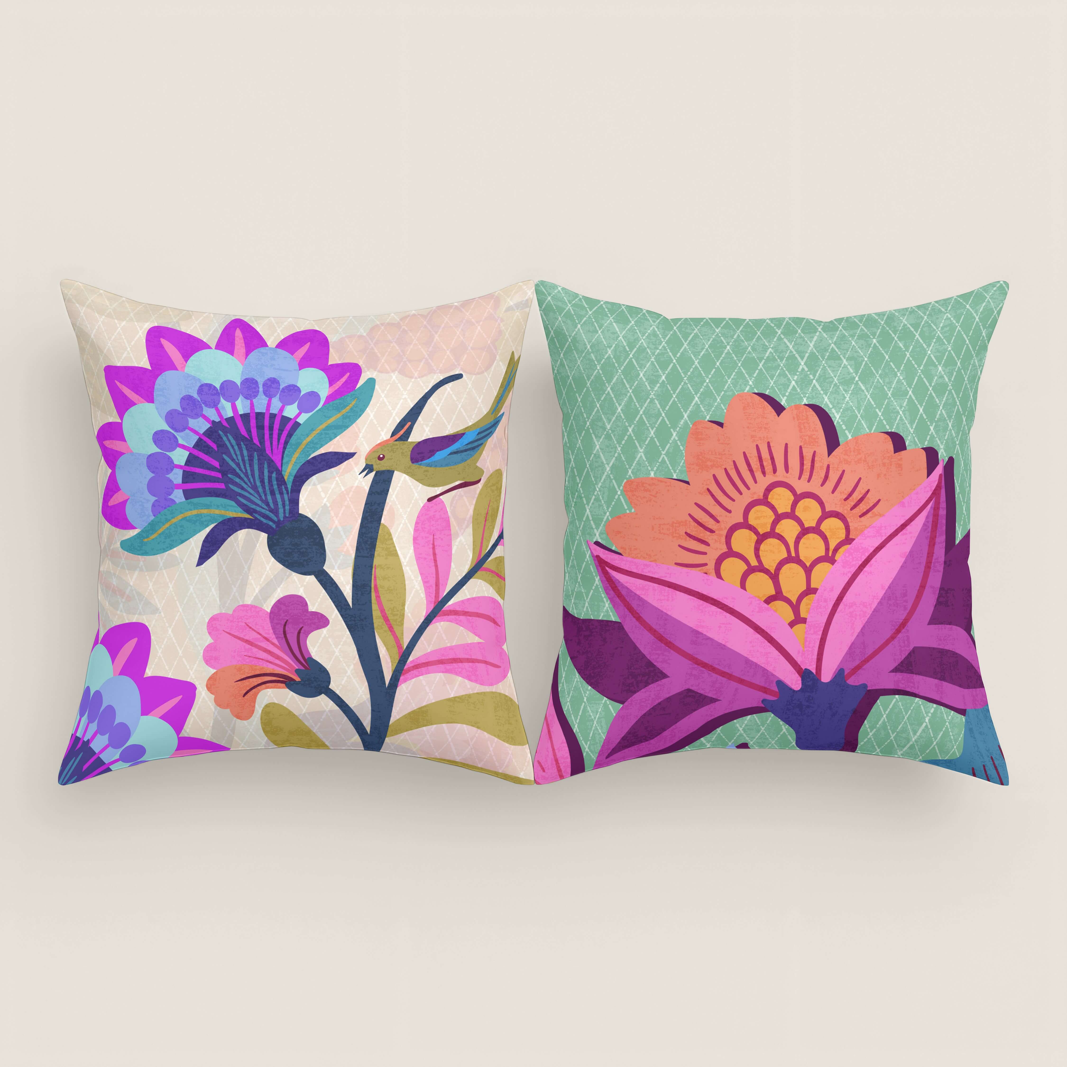 FUNDA DE COJÍN ESTAMPADO MARENA BEIG 100% ALGODÓN