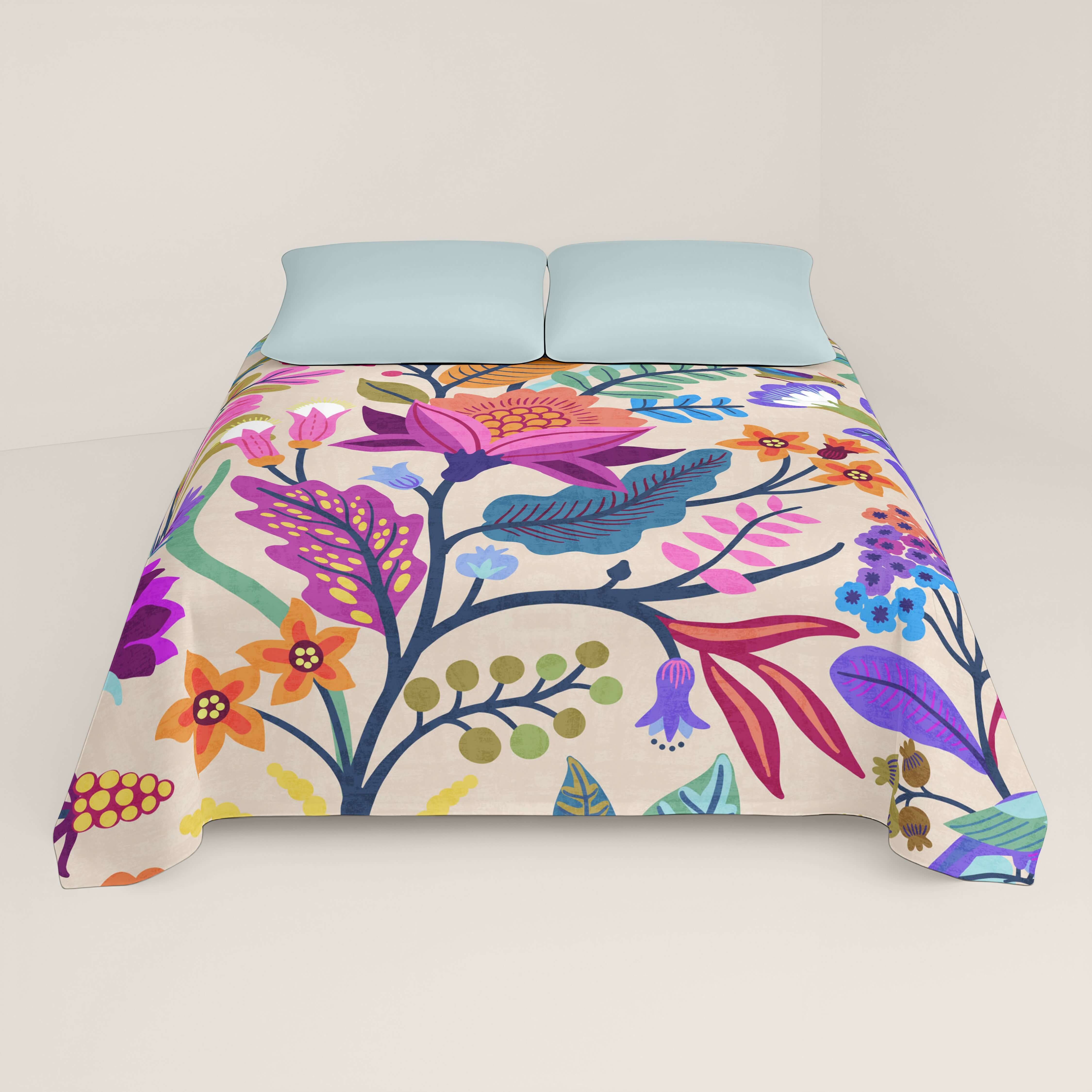 JUEGO SÁBANAS ESTAMPADAS MARENA BEIG 100% ALGODÓN