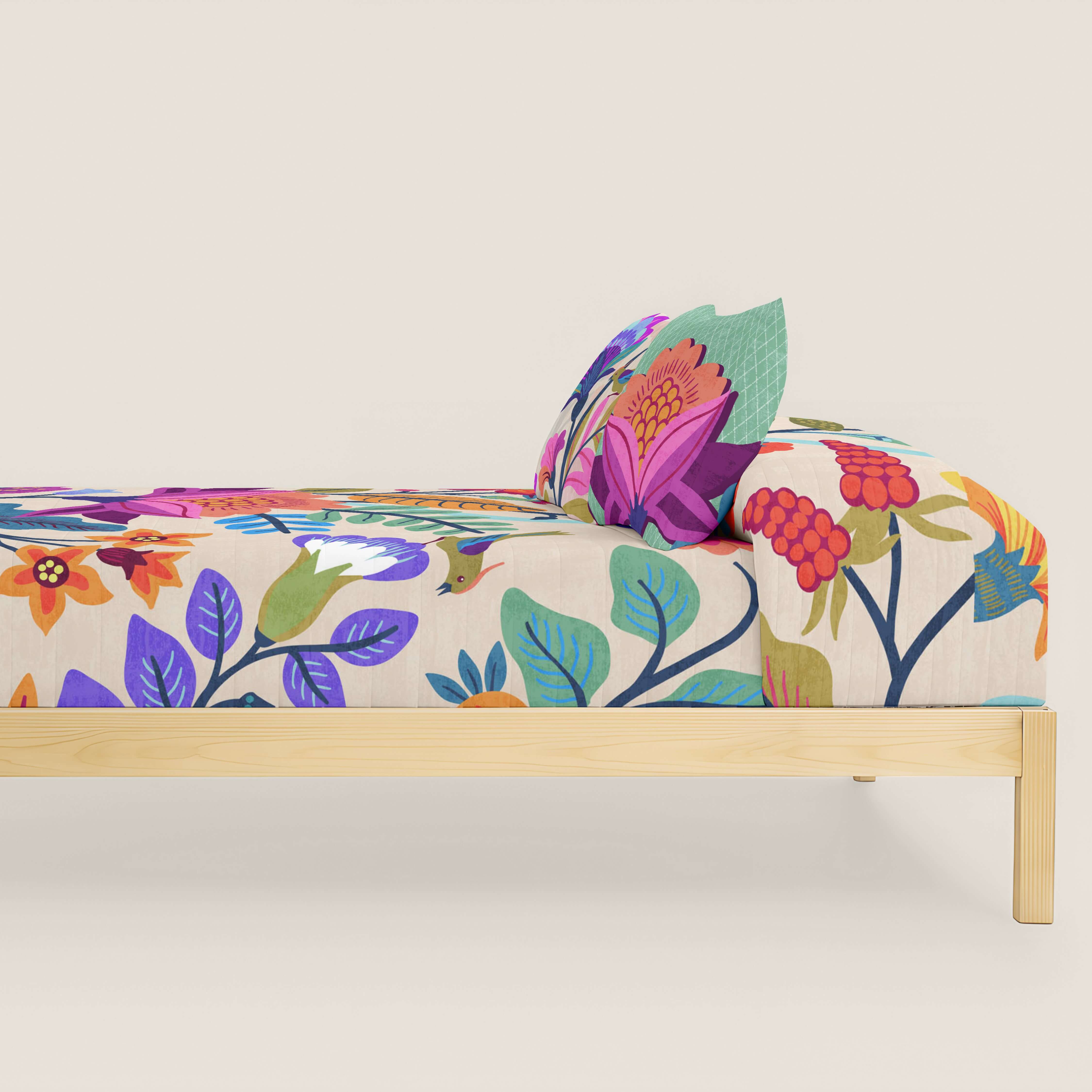 COLCHA BOUTI ESTAMPADA MARENA BEIG 100% ALGODÓN