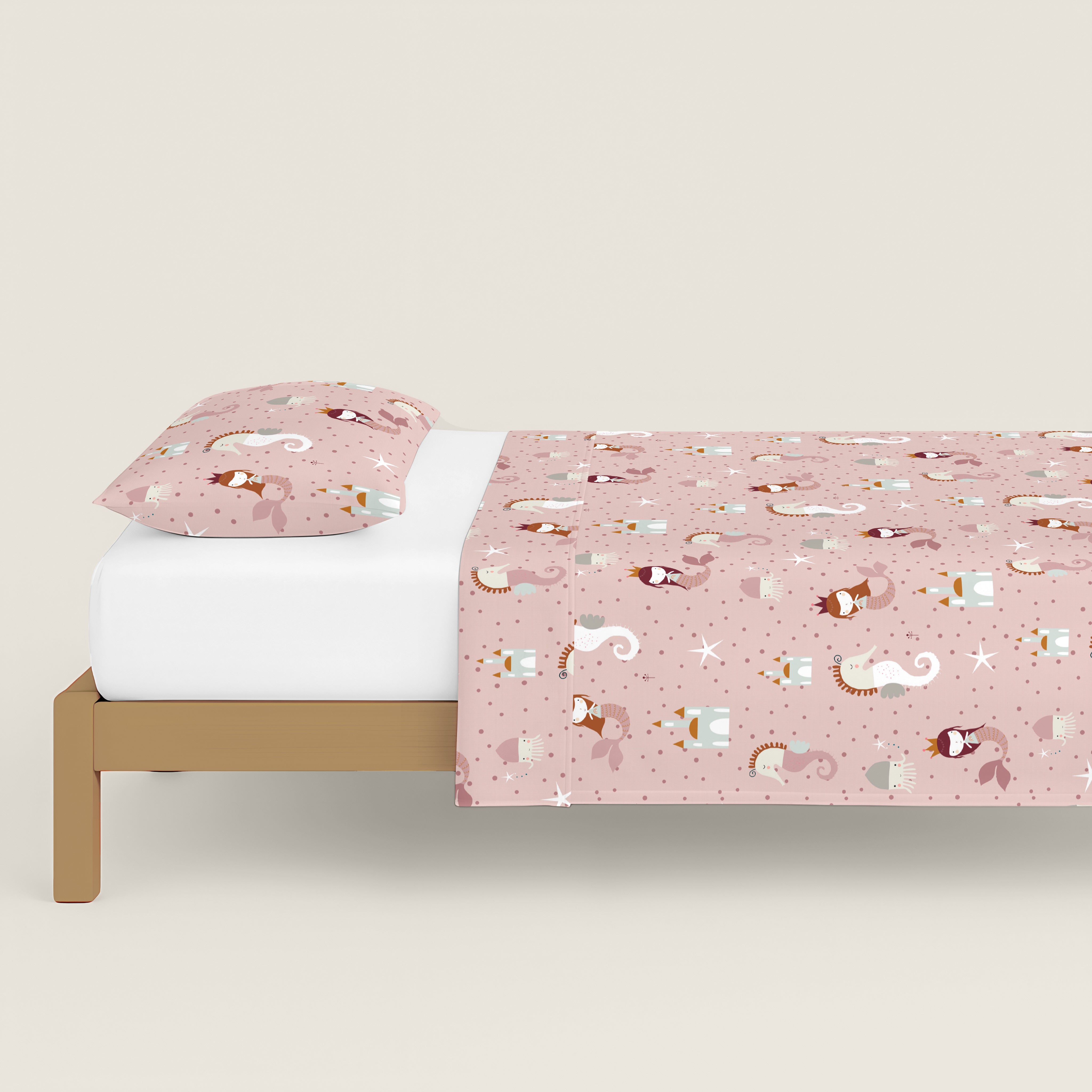 JUEGO SÁBANAS ESTAMPADAS INFANTIL SEAHORSE B 100% ALGODÓN