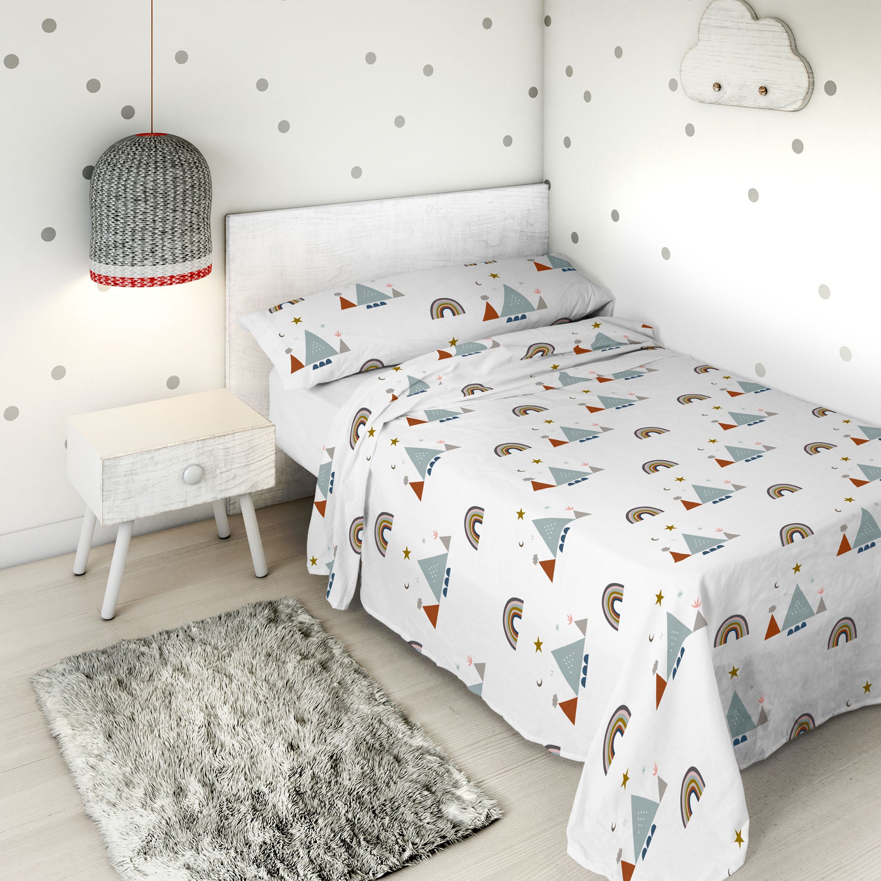 JUEGO SÁBANAS ESTAMPADAS INFANTIL SUSANITA AZUL B 100% ALGODÓN