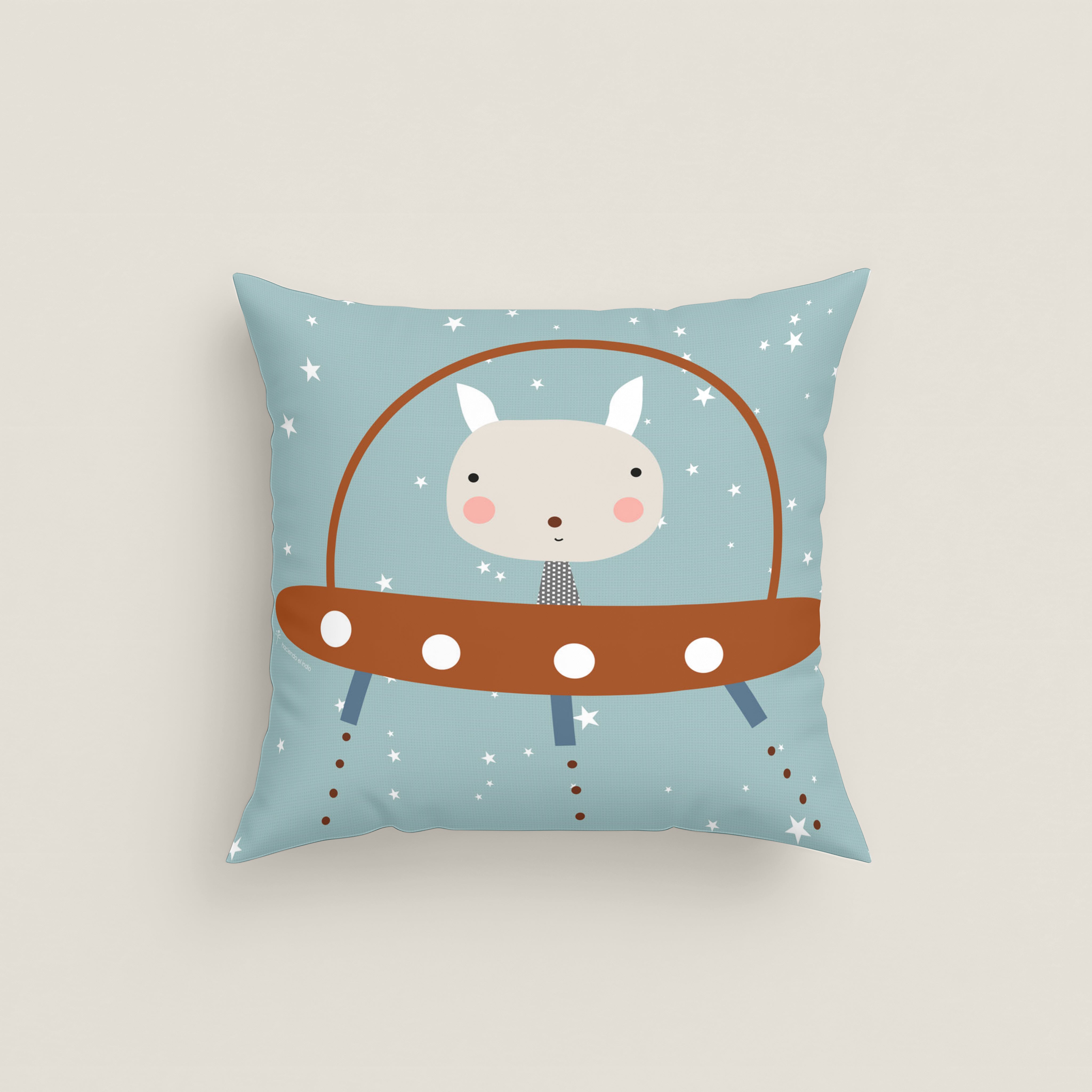 FUNDA DE COJÍN INFANTIL ESTAMPADO PLANETA 100% ALGODÓN